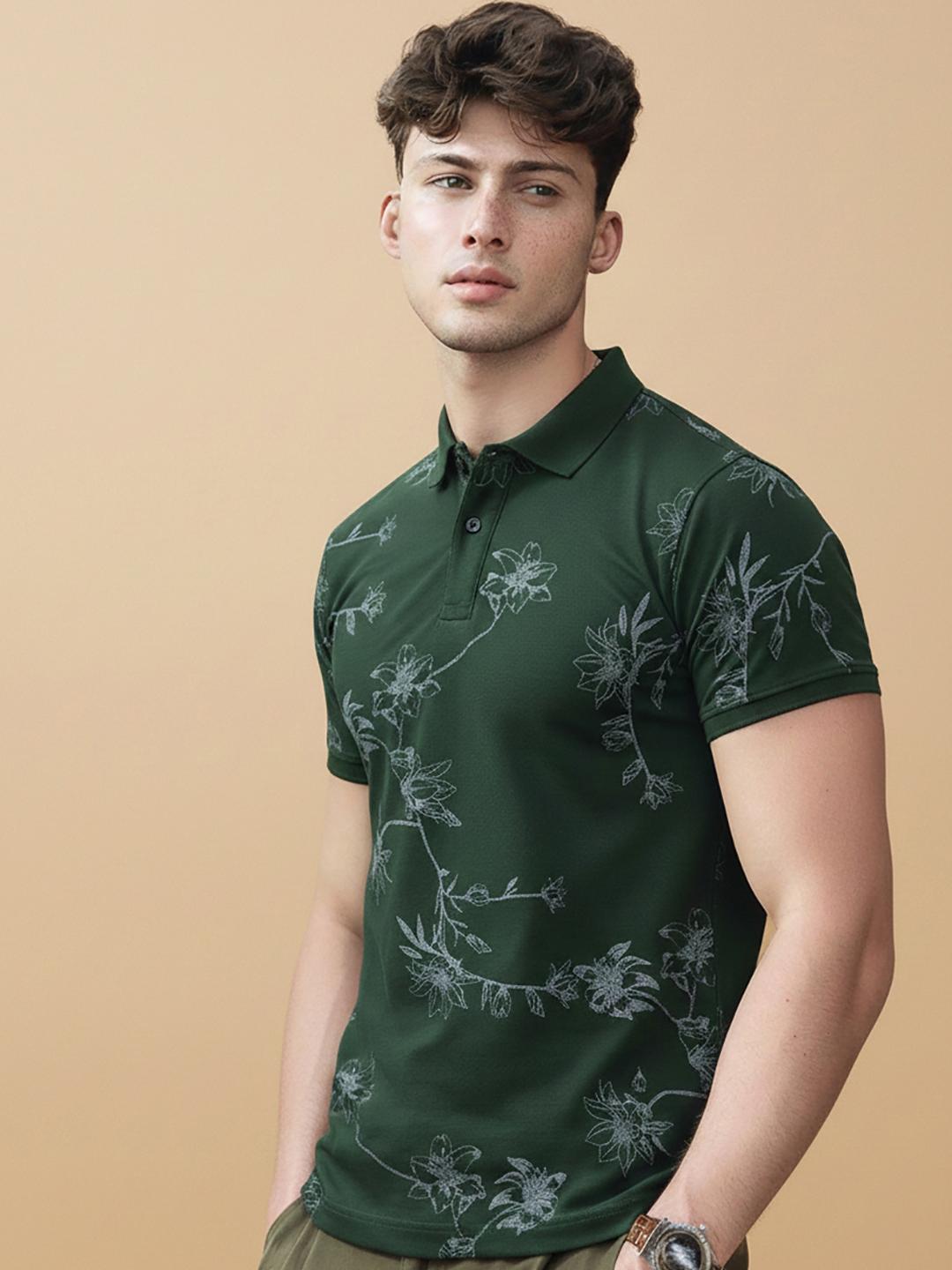 Buy SZN Men Floral Printed Polo Collar T Shirt - Tshirts for Men ...