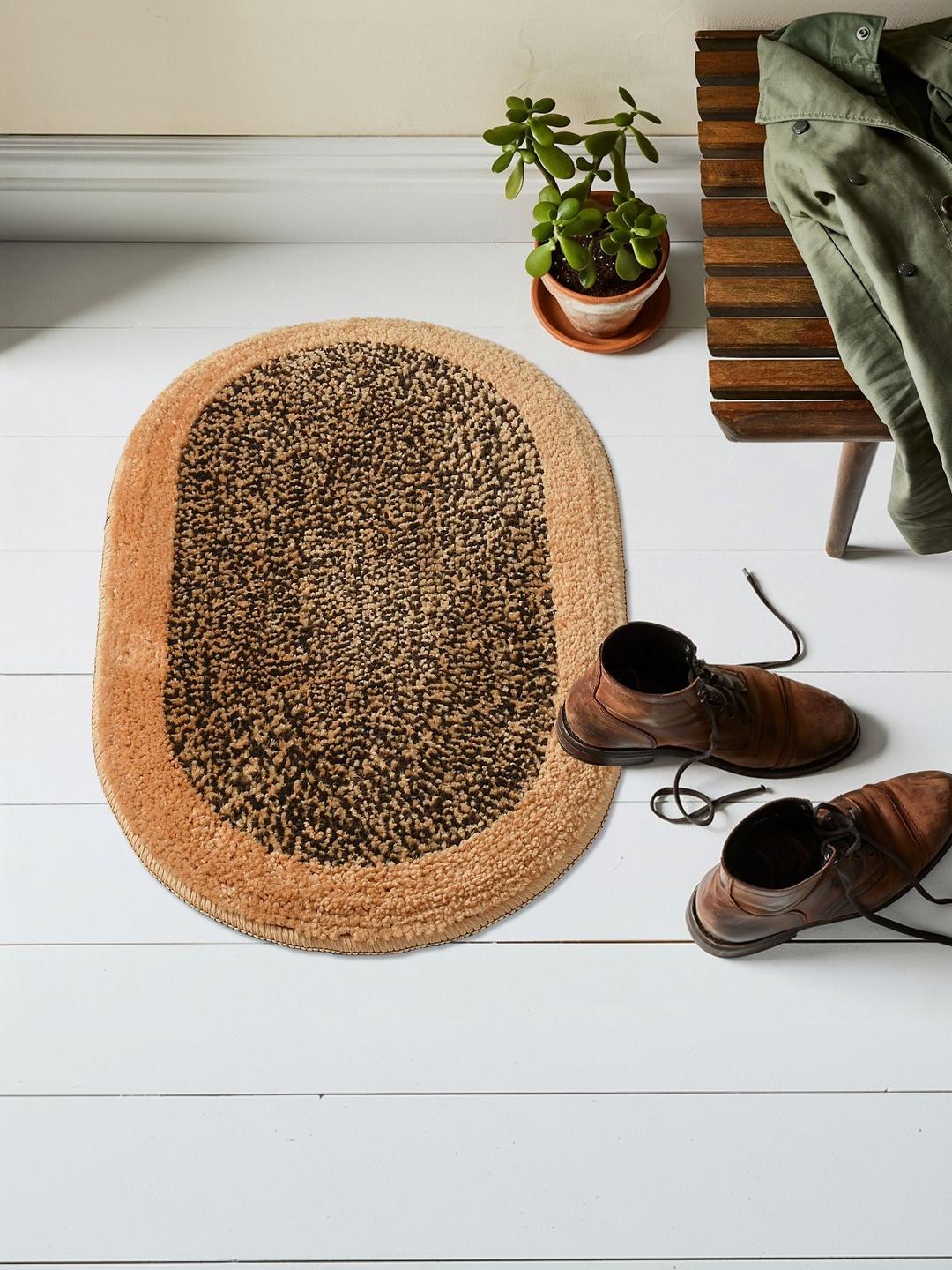 Buy FINE TEX WORLD Brown & Beige Anti Skid Microfiber Doormats - - Home for Unisex