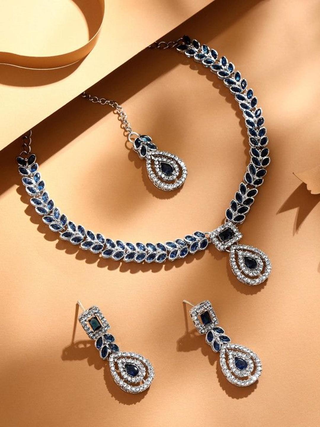 Buy Atasi International Silver Plated Cubic Zirconia Necklace And Earrings - - Accessories for Women