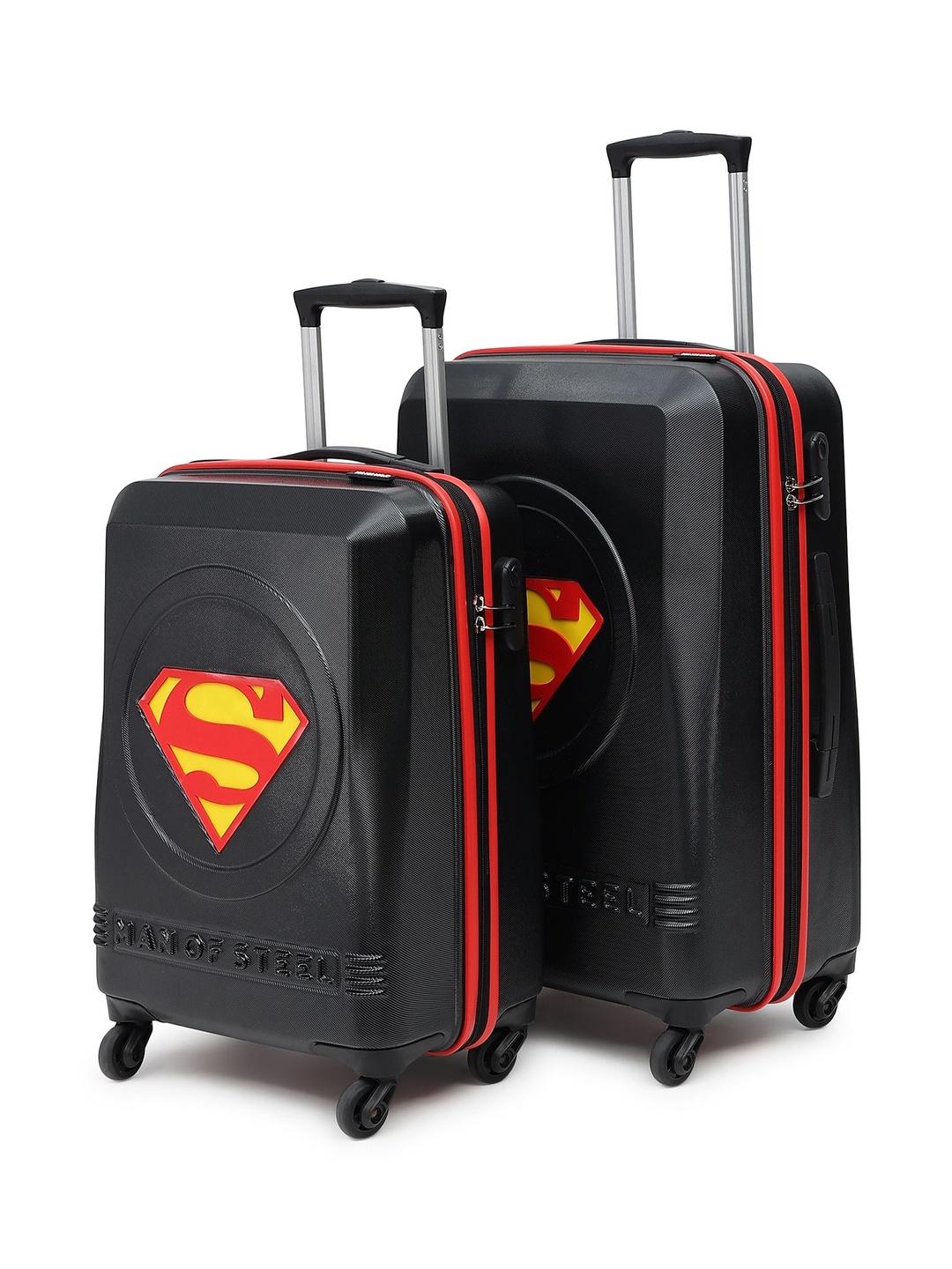 Buy YAYAVAR Set Of 2 SUPERMAN Textured 360 Degree Rotation Padded Trolley Bag - - Accessories for Unisex