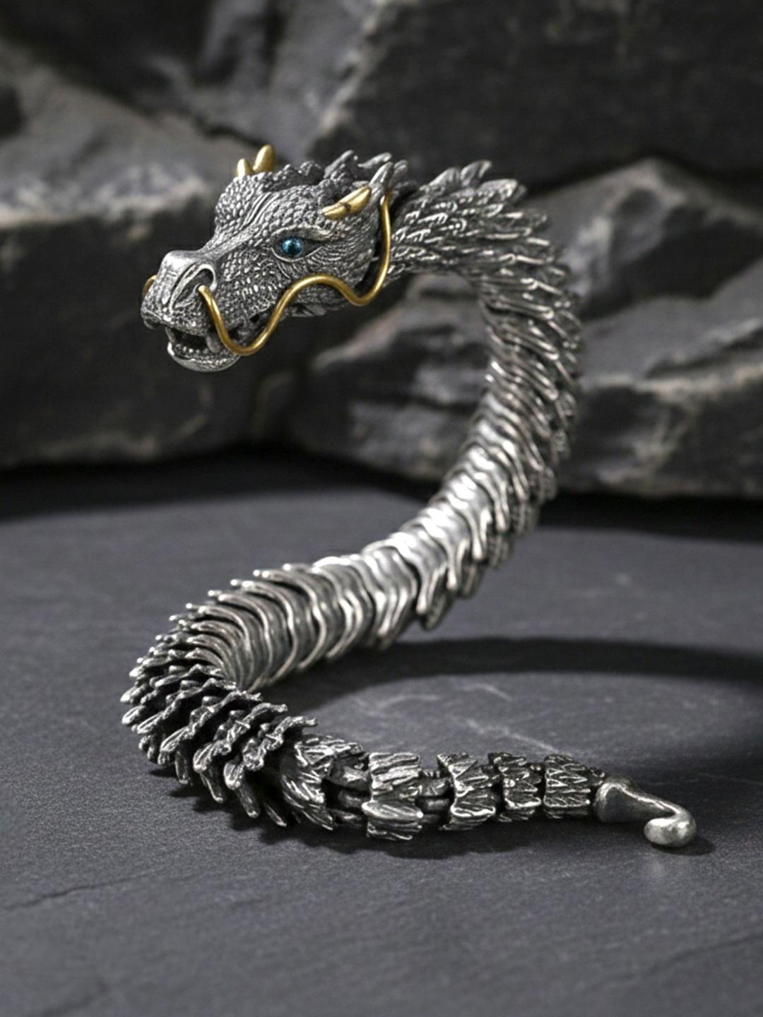Buy RAPPERSSHOP Men Oxidised Rhodium Plated Wraparound Bracelet - - Accessories for Men