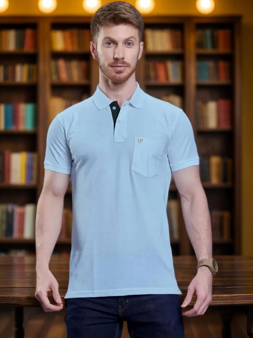 3BROS Light Blue Regular Fit Polo Collar T-shirt