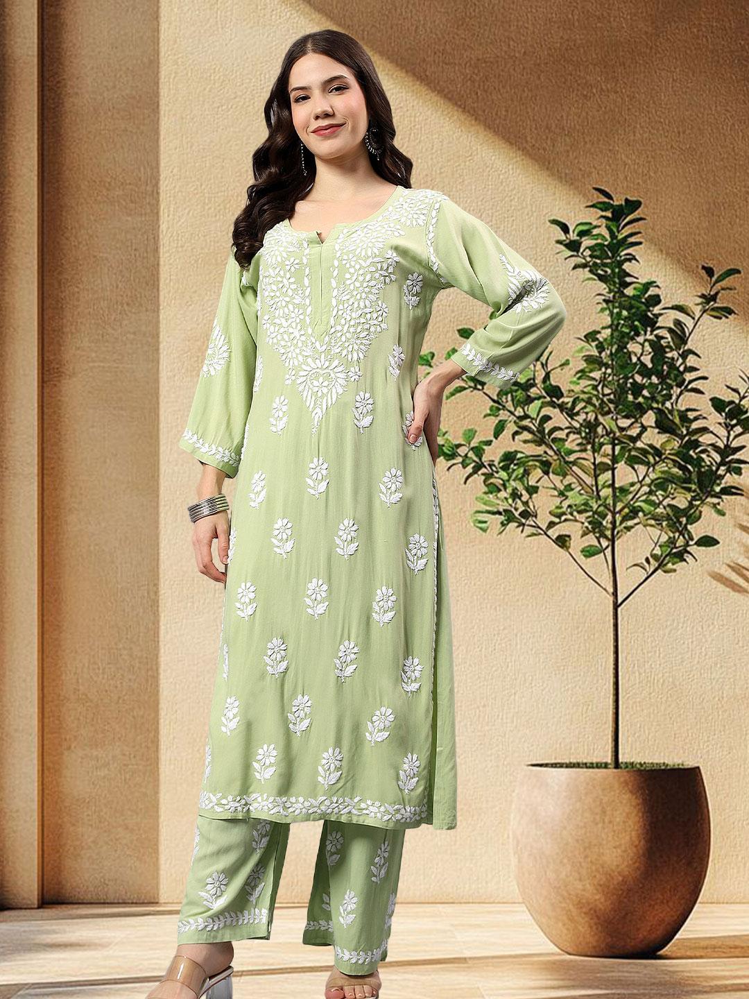 Seva Chikan Women Ethnic Motifs Embroidered Regular Chikankari Kurta