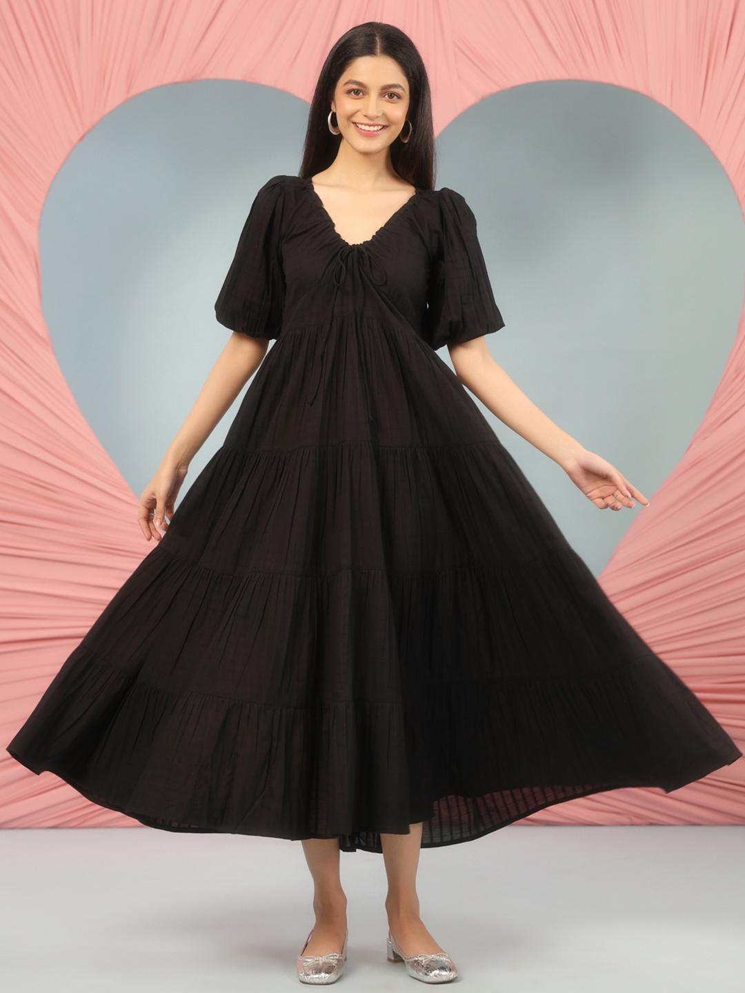 Buy Anayna Cotton Fit & Flared Maxi Ethnic Dresses - - Apparel for Women