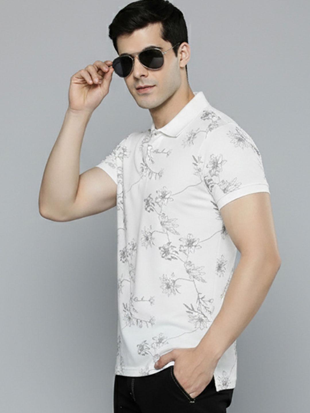 Buy SZN Men Floral Printed Polo Collar T Shirt - Tshirts for Men ...