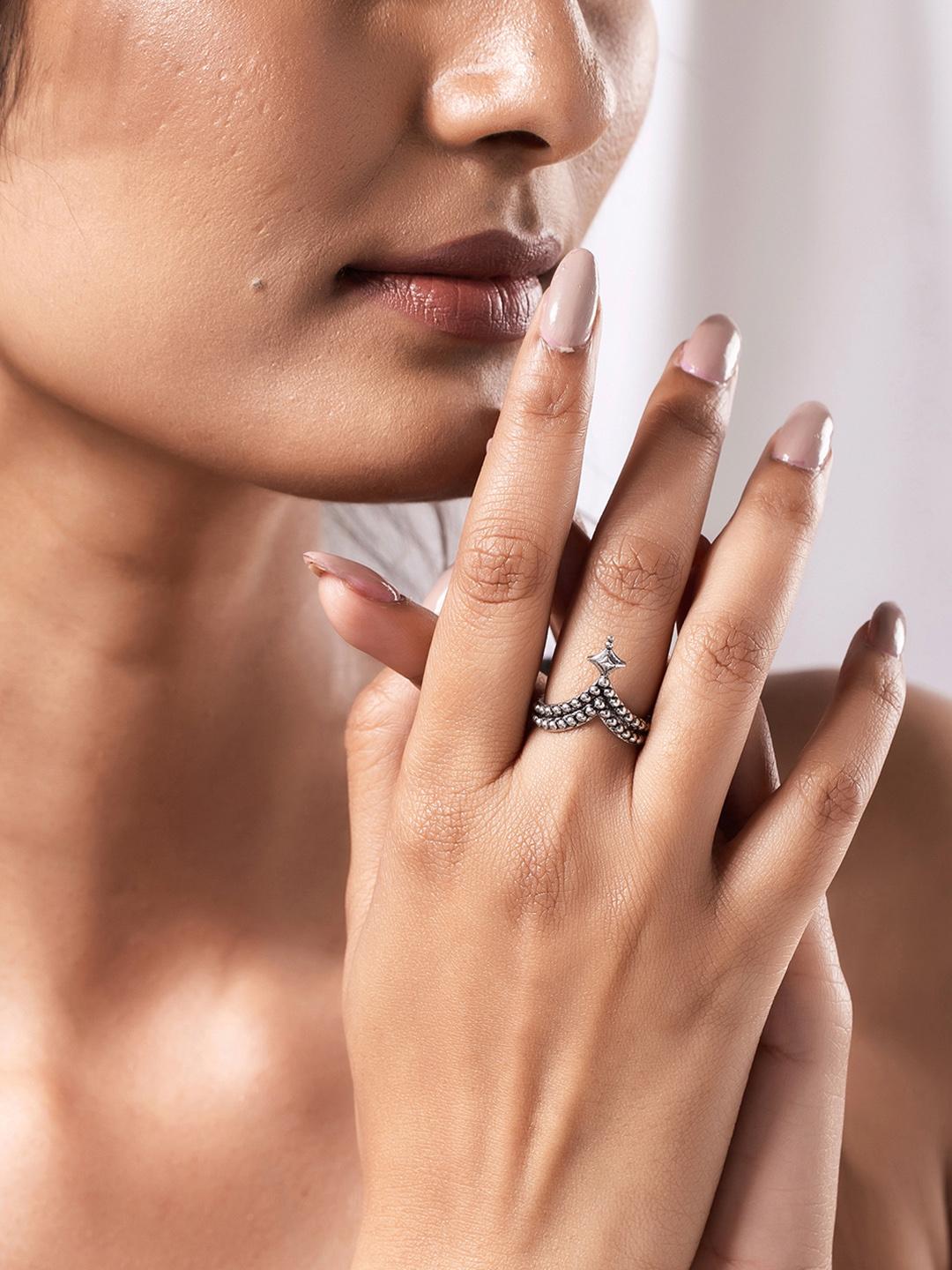 Buy Boho Tribe Starlit Oxidised Ring - - Accessories for Women