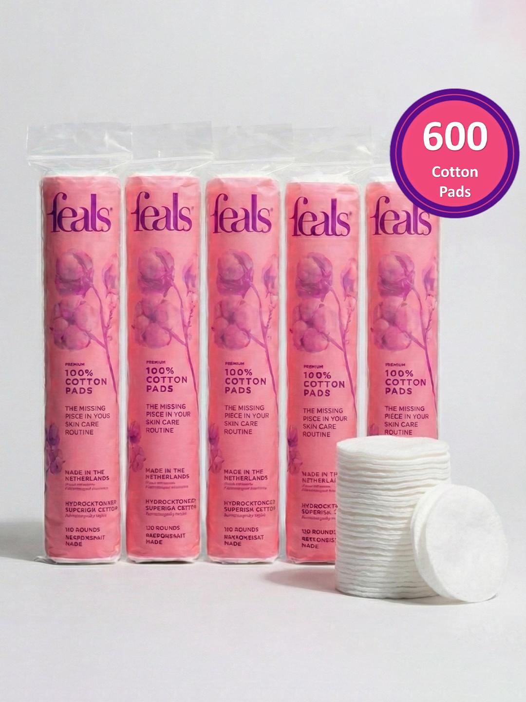 Buy FEALS Set Of 5 Premium 100% Cotton Pads 120 Pieces Each - - Personal Care for Unisex