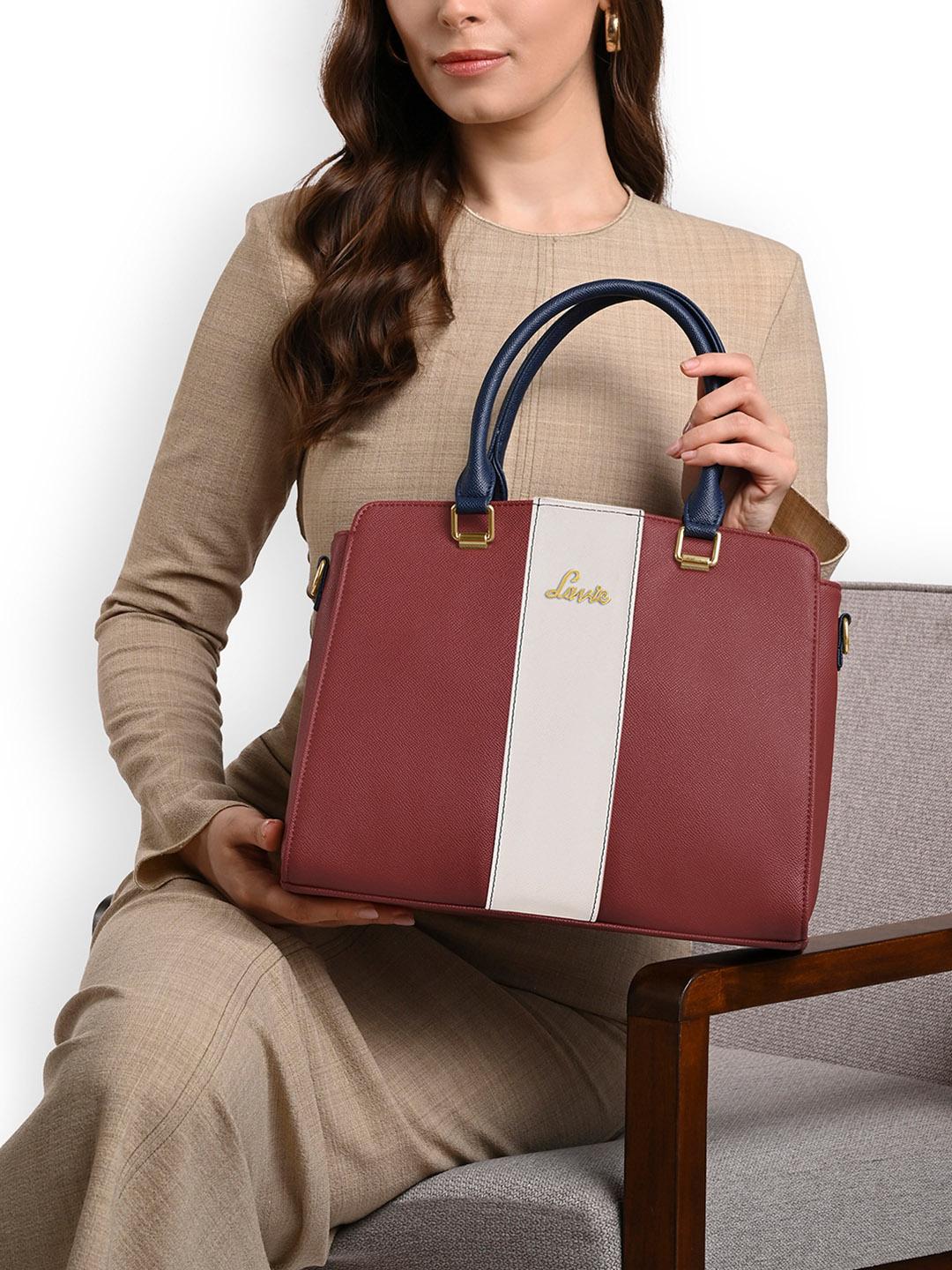 Buy Lavie Willow Colourblocked Synthetic Leather Medium Structured Satchel Bag - - Accessories for Women