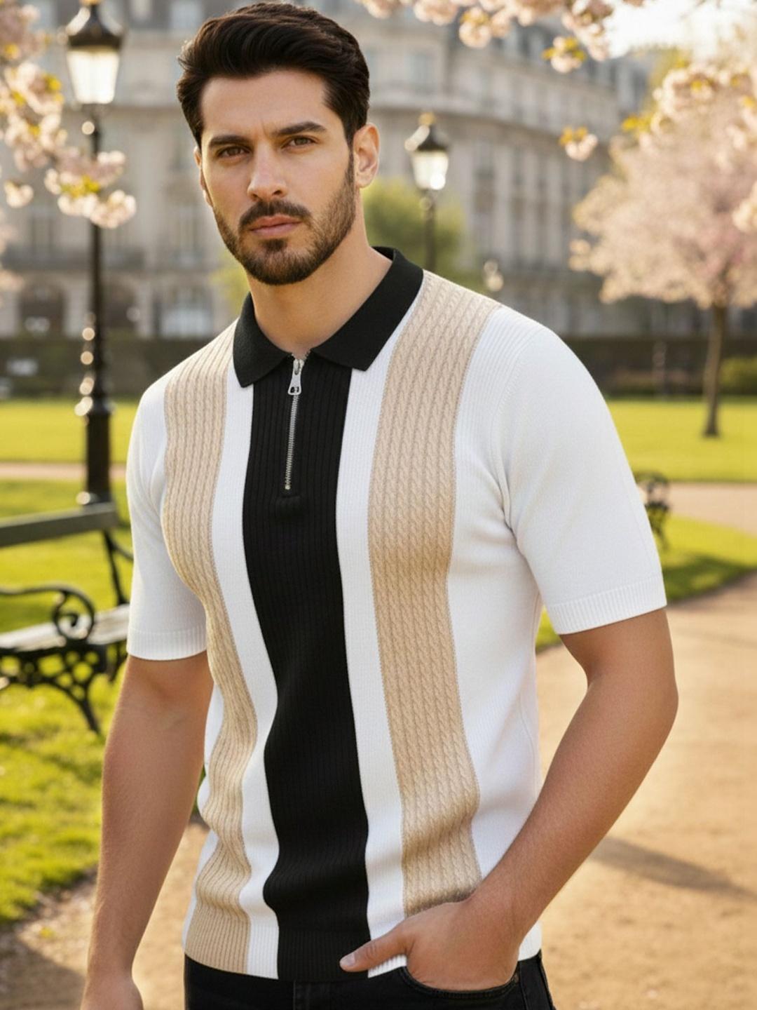 Buy AUSK Men Colourblocked Polo Collar T Shirt - Tshirts for Men ...