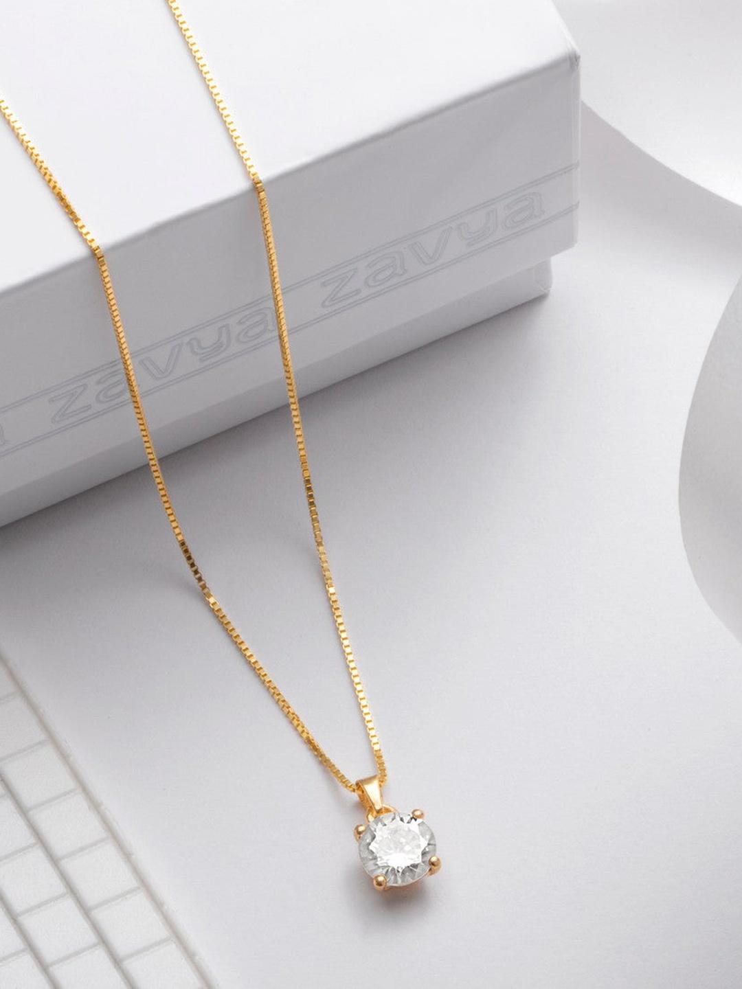 Buy Zavya Women Sterling Silver Gold Plated Pendant With Chain - - Accessories for Women