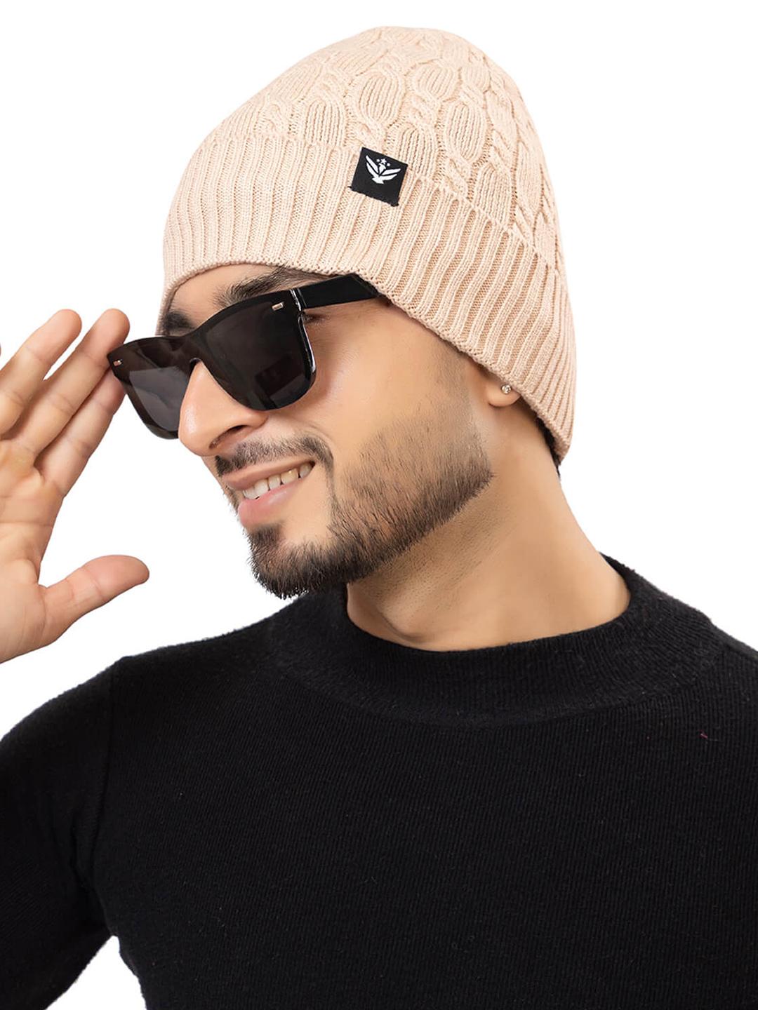 Buy Amoldo Unisex Self Design Woollen Beanie Cap -  - Accessories for Unisex