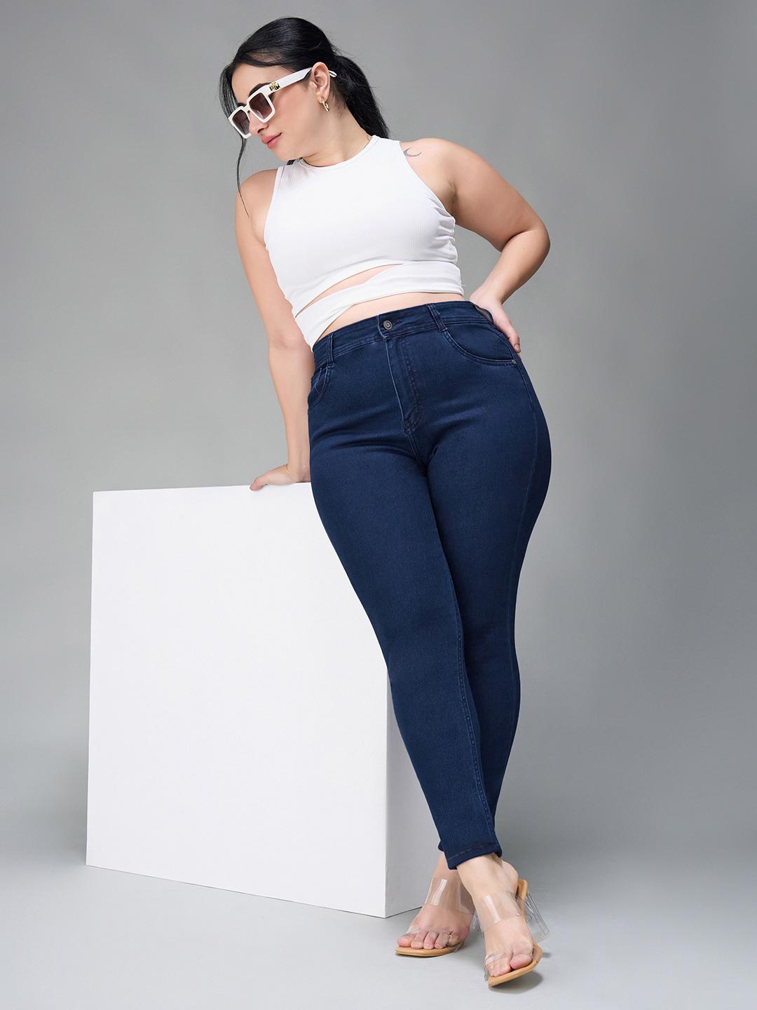 Miss Chase A+ Women Plus Size Cotton Skinny Fit High-Rise Stretchable Jeans