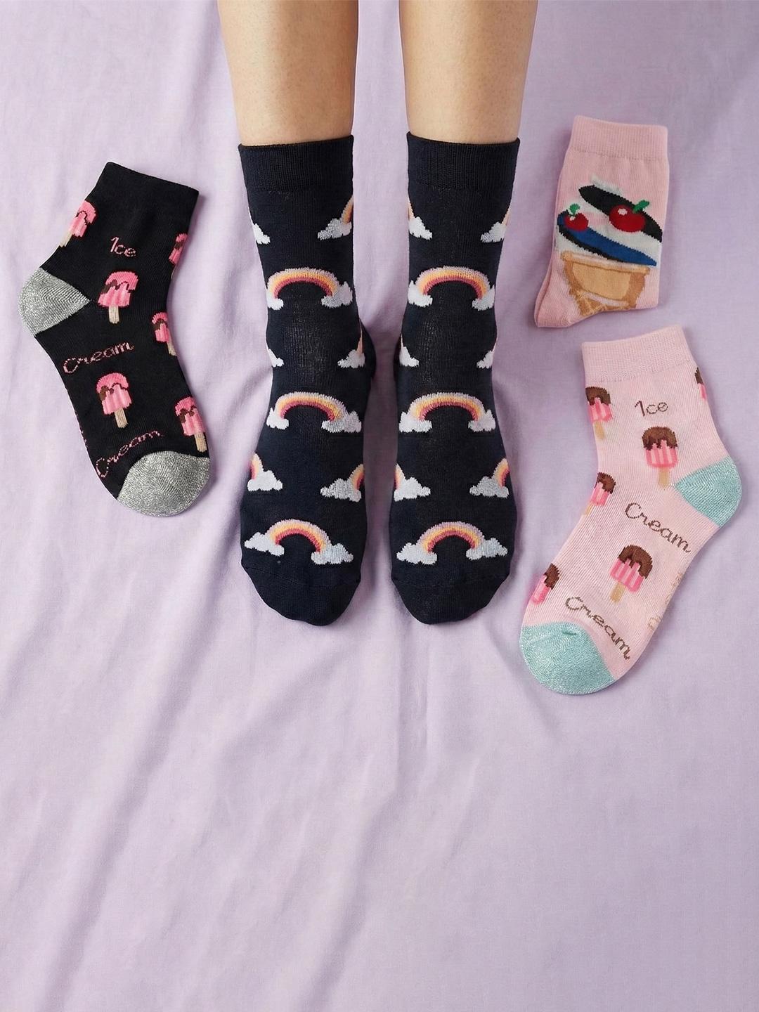 Buy Bonjour Girls Pack Of 4 Patterned Socks - - Accessories for Girls