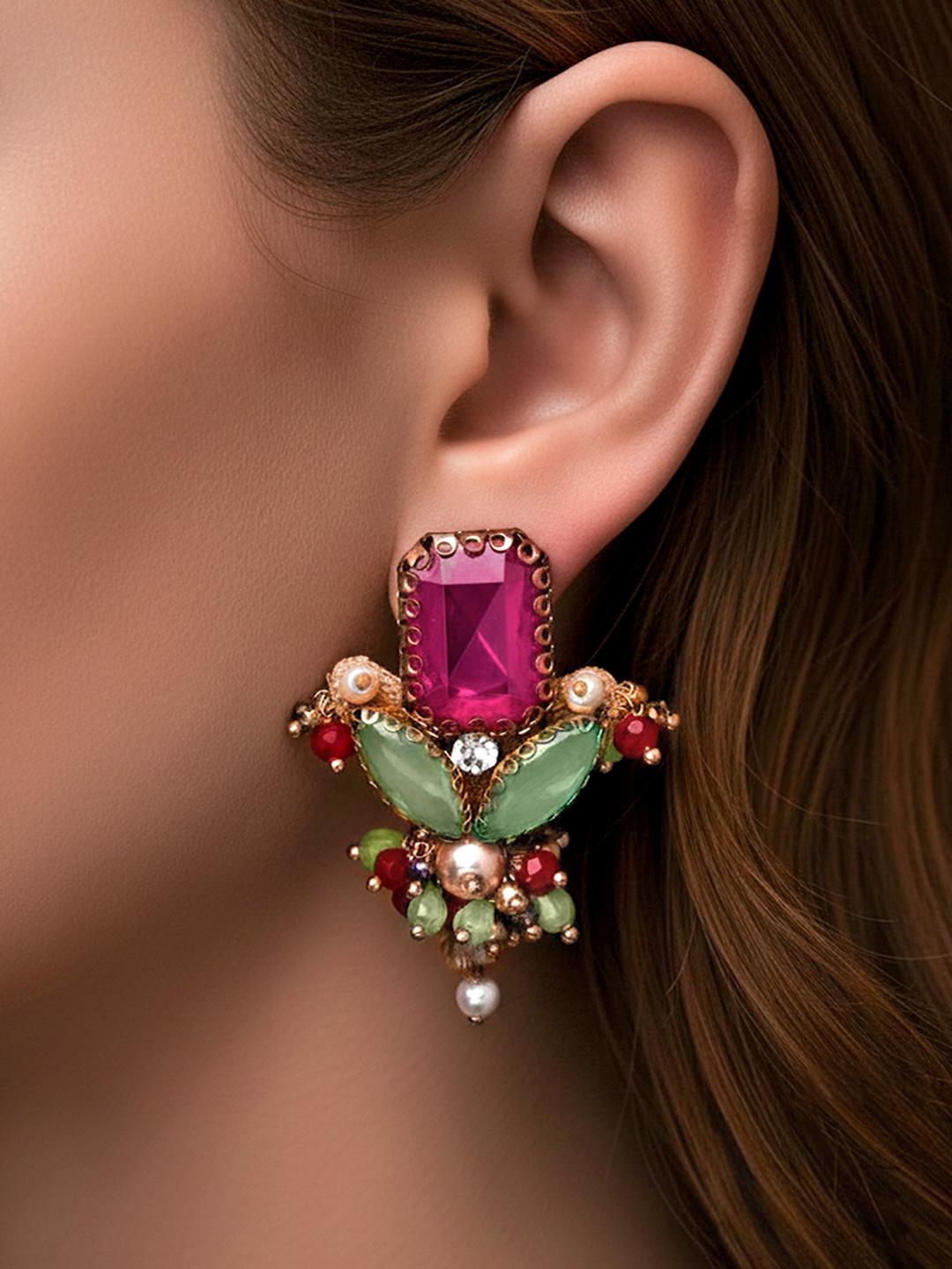 Buy EVERSTYLISH Sanjoya Stone & Beads Embroidered Earrings - - Accessories for Women