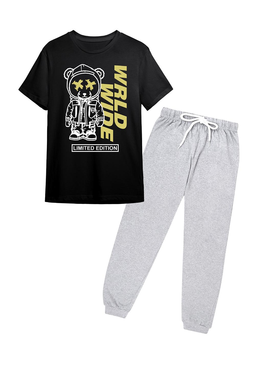 Buy LITWAY Boys Printed Pure Cotton T Shirt With Joggers -  - Apparel for Boys