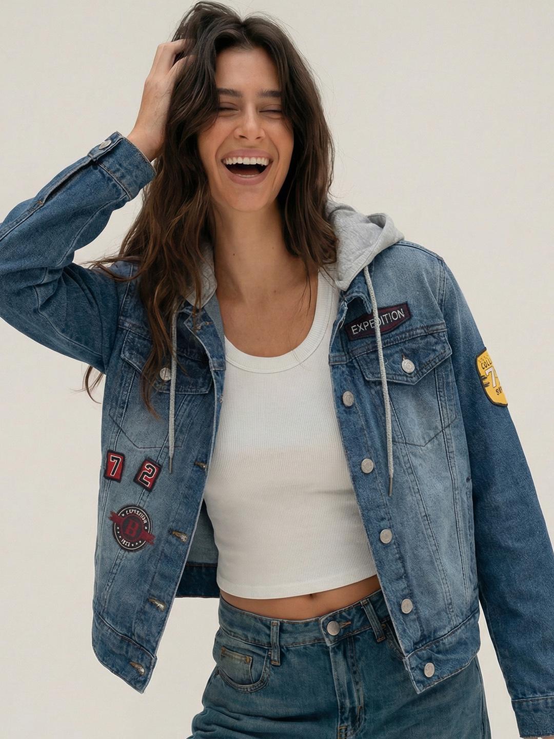 Tokyo Talkies Women Blue Solid Jacket