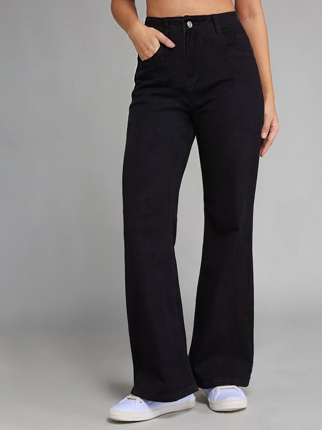 DOLCE CRUDO Women Wide Leg High-Rise Stretchable Jeans