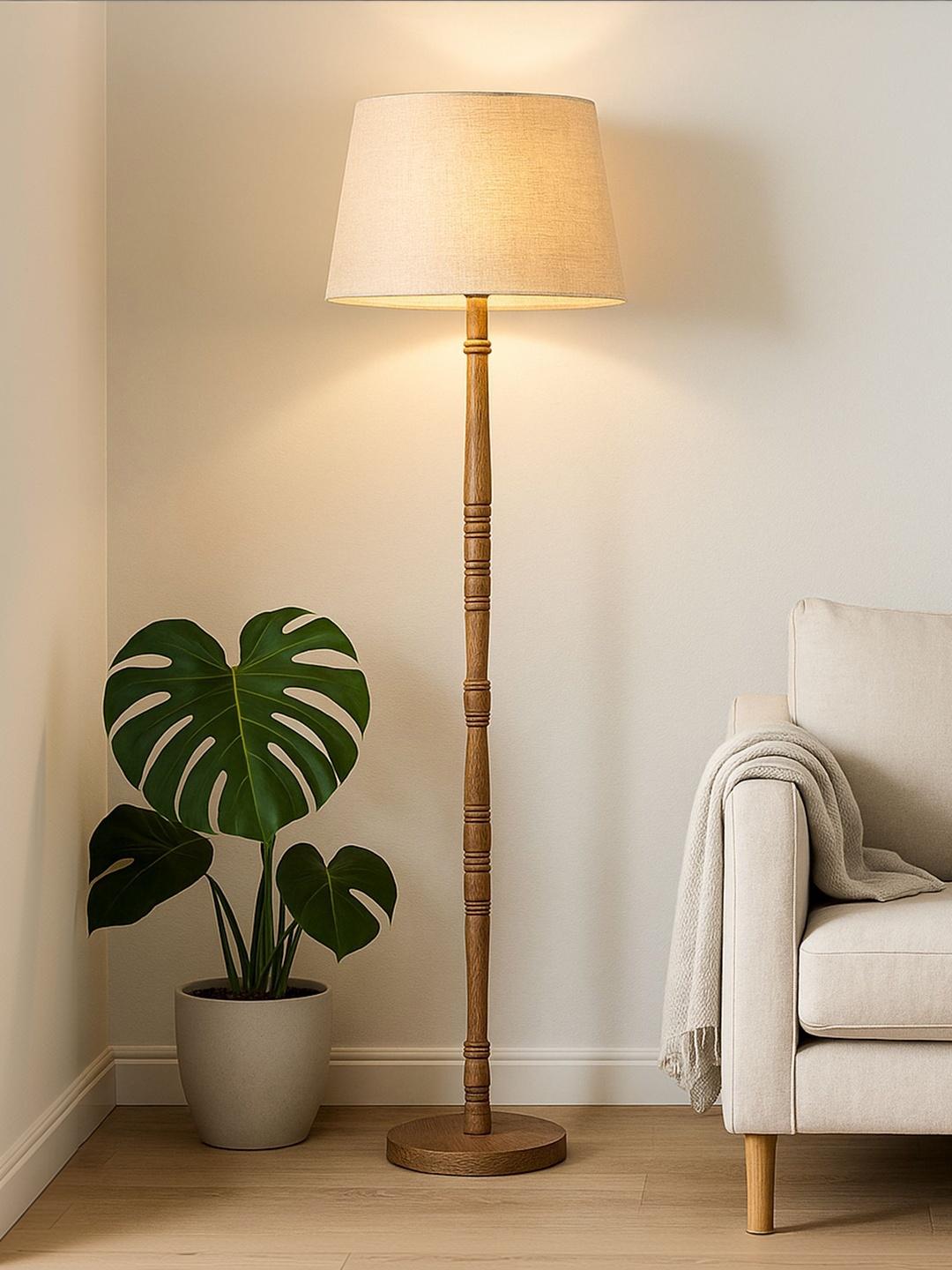 Glowhere Beige Wooden Floor Lamp - Image 1