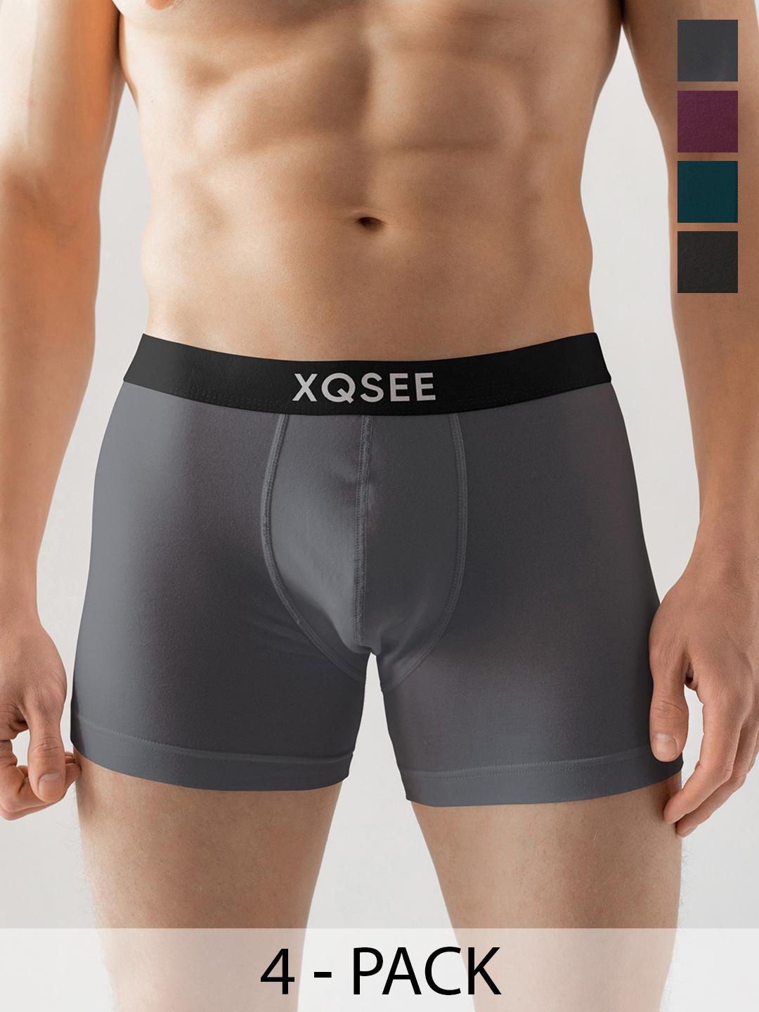 Buy XQSEE Men Pack Of 4 Printed Mid  Rise Short Trunk -  - Apparel for Men