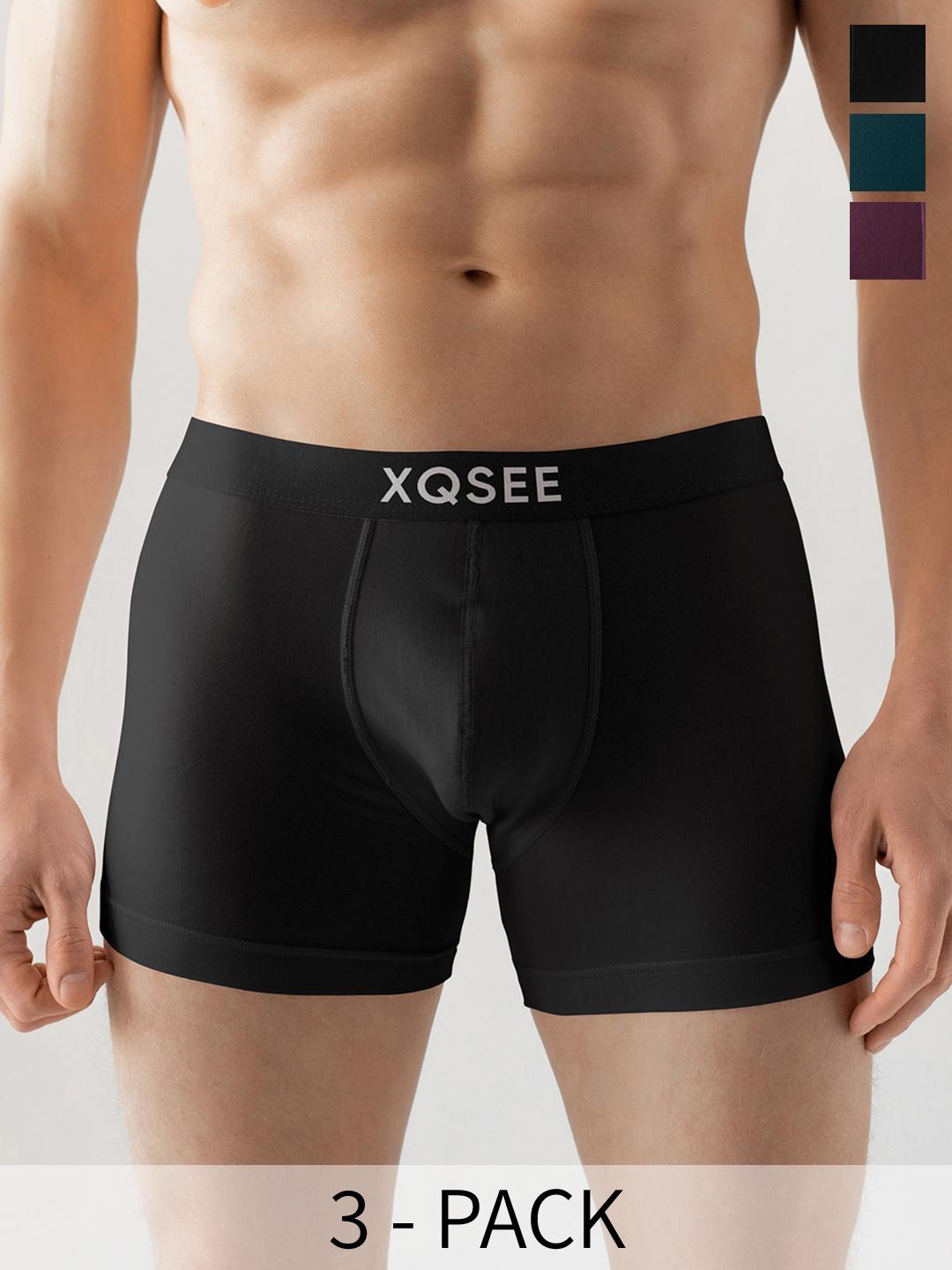 Buy XQSEE Men Pack Of 3 Printed Mid  Rise Short Trunk -  - Apparel for Men