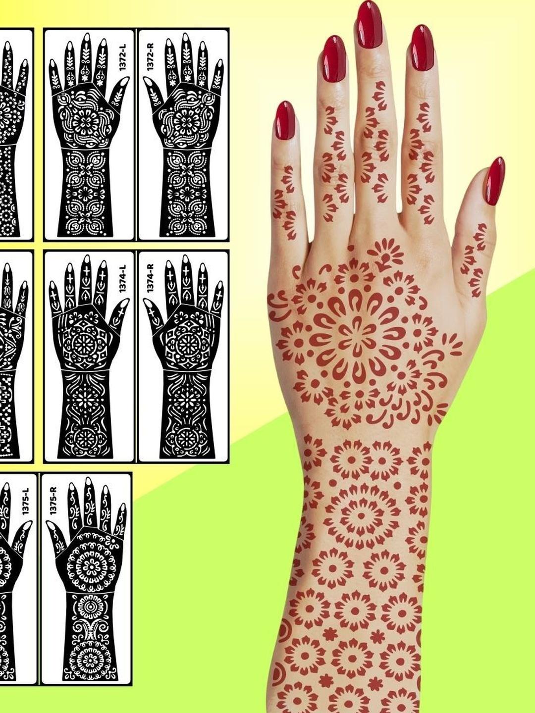 Buy VOORKOMS Set Of 5 High Quality Bridal Mehndi Stencils - Bindi for ...