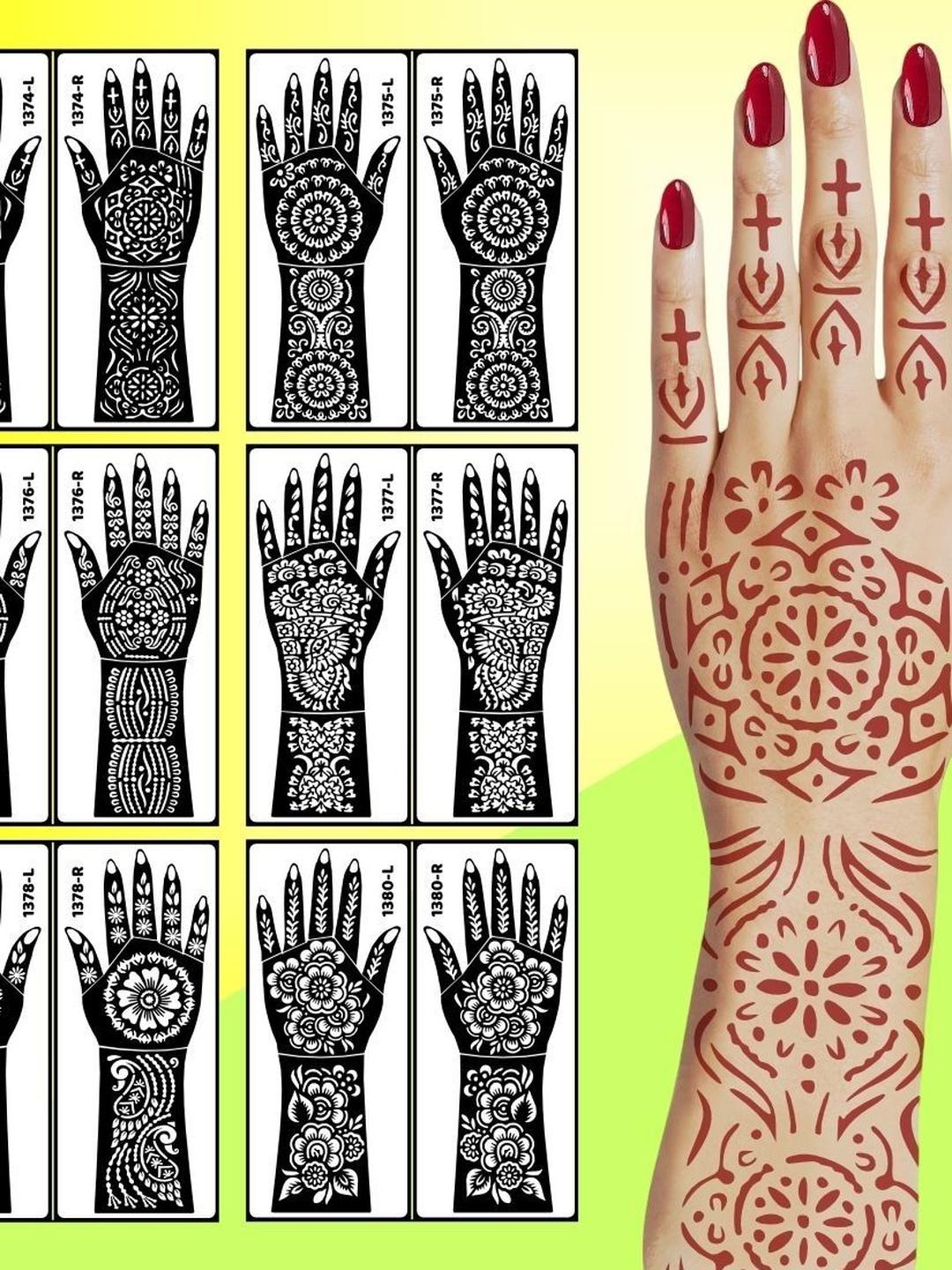 Buy VOORKOMS Set Of 6 High Quality Bridal Mehndi Stencils - Bindi for ...
