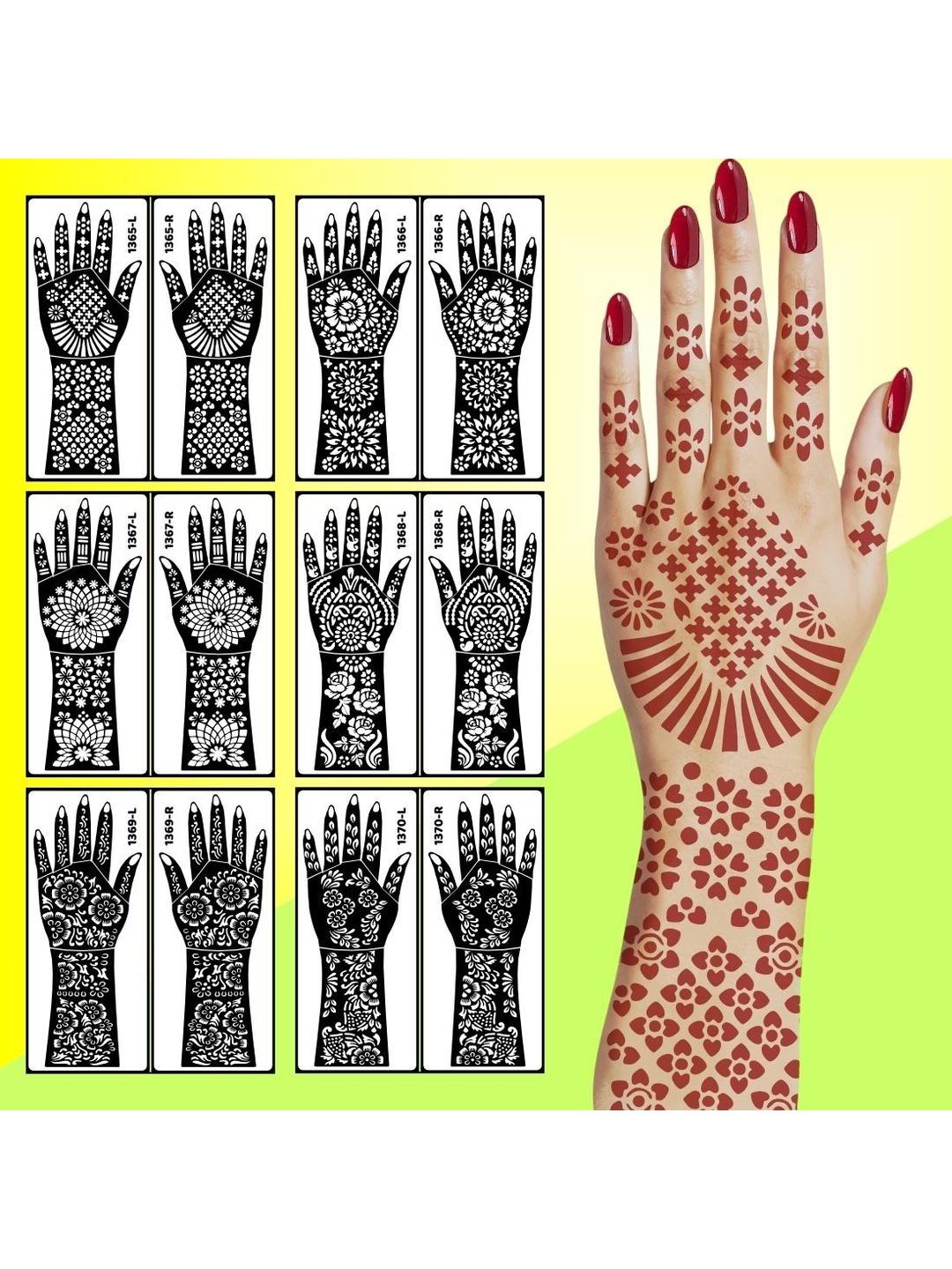 Buy VOORKOMS Set Of 6 High Quality Bridal Mehndi Stencils - Bindi for ...