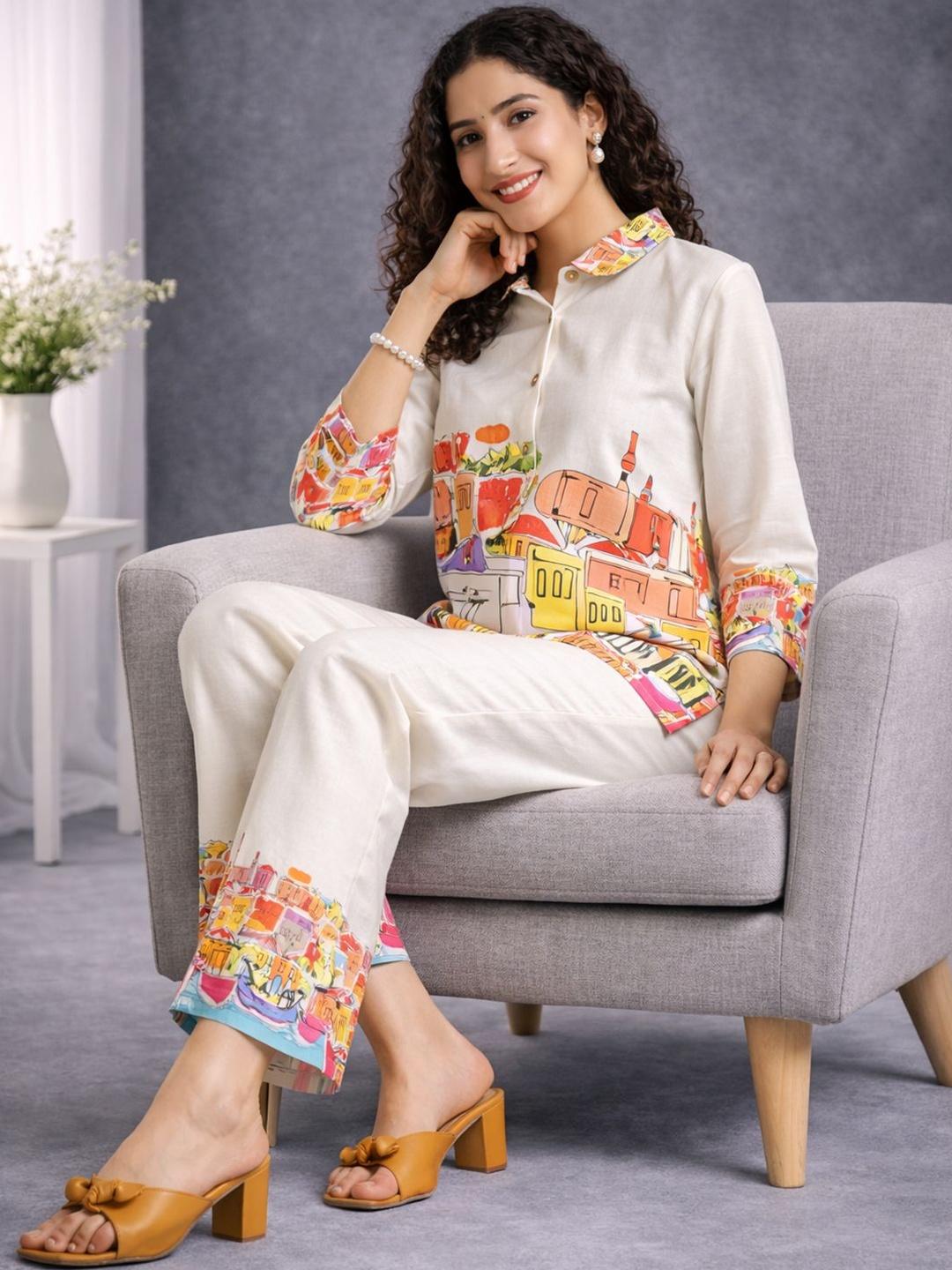 Buy Anouk Rustic Printed Shirt Collar Shirt & Trousers Co Ords -  - Apparel for Women
