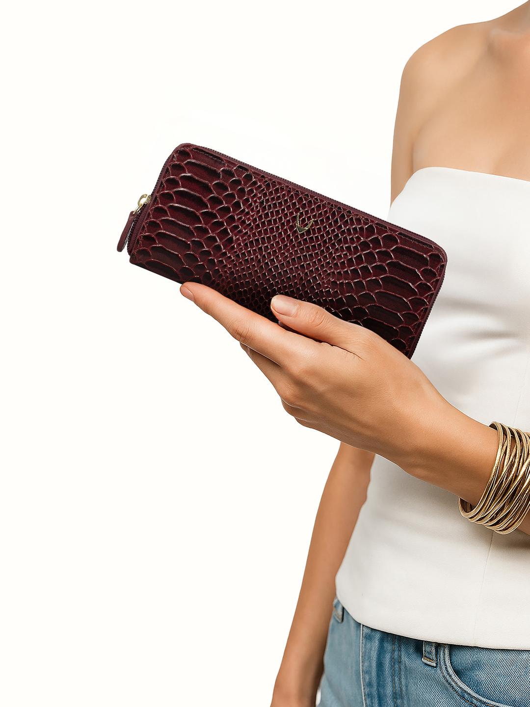 Buy Hidesign Women Red Textured Leather Zip Around Wallet -  - Accessories for Women