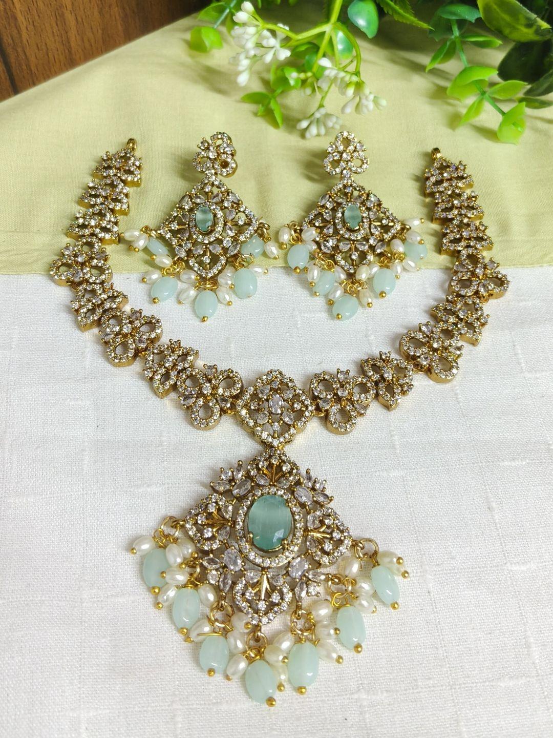 Buy D Rio Fashions Brass Plated Stone Studded & Beaded Jewellery Set - - Accessories for Women