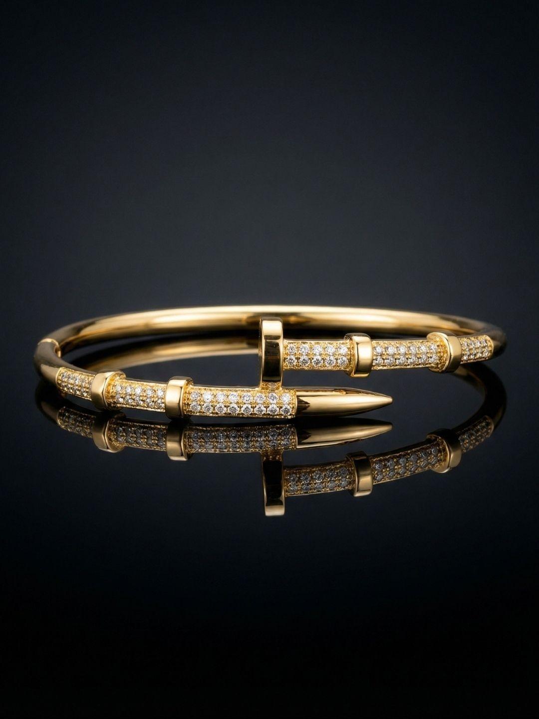 Buy RaasRani Women Cubic Zirconia Gold Plated Cuff Bracelet -  - Accessories for Women