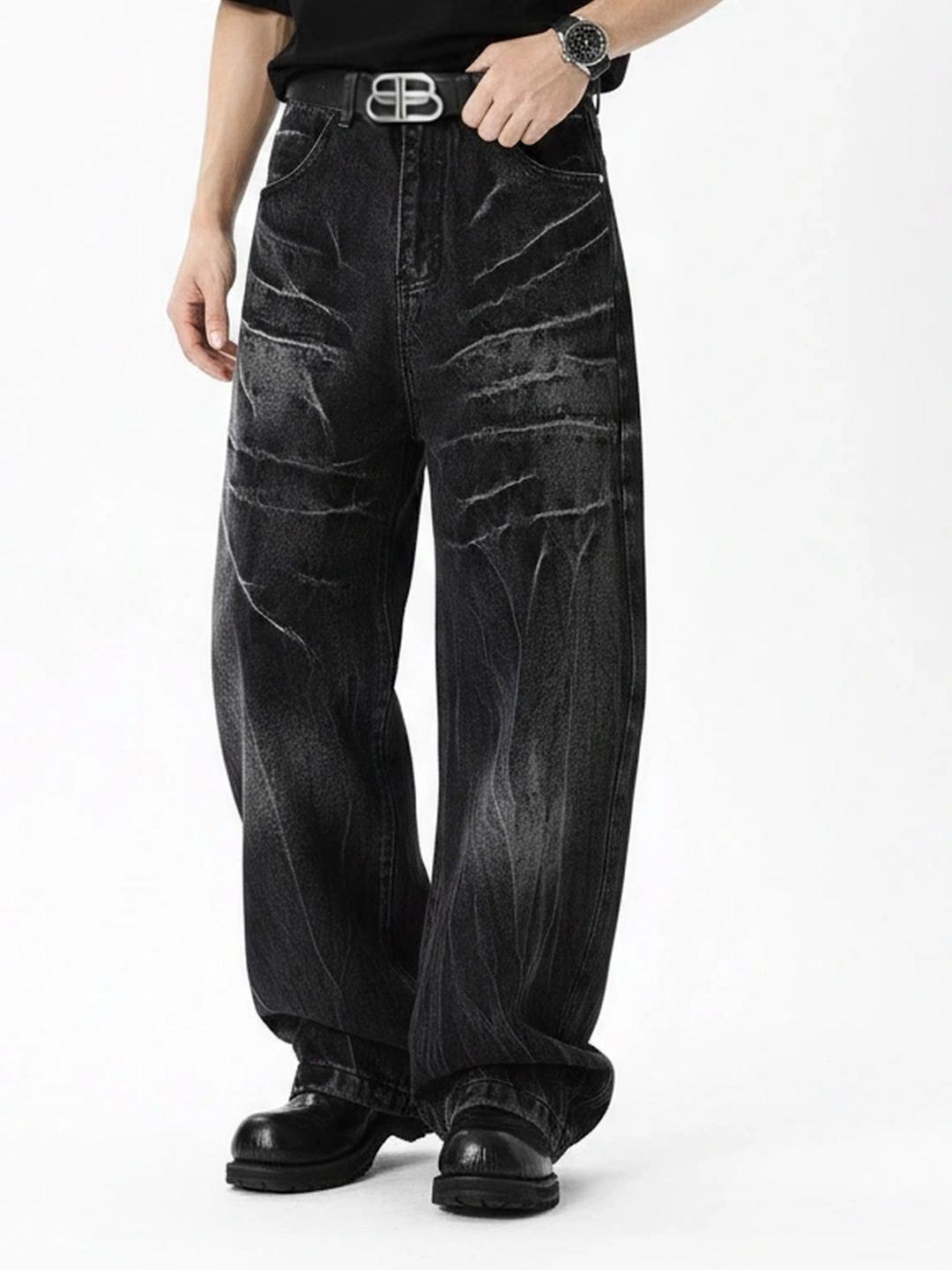 ANDREW HILL Men Mid-Rise Heavy Fade Printed Jeans