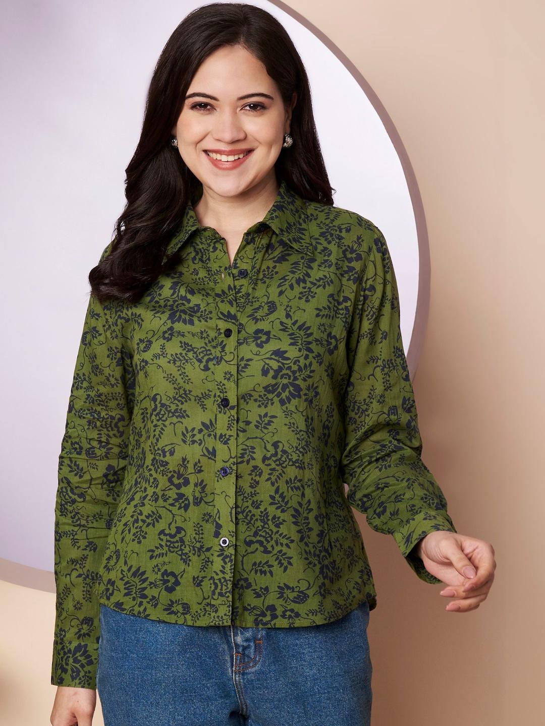 Buy CHARMGAL Women Classic Floral Printed Casual Shirt - Shirts for ...