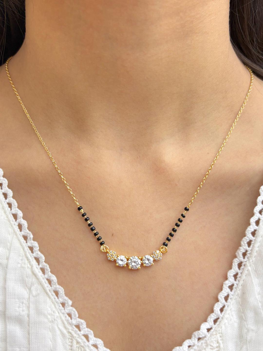 Buy Zeraki Jewels Gold Plated Artificial Stones And Beads Mangalsutra - - Accessories for Women