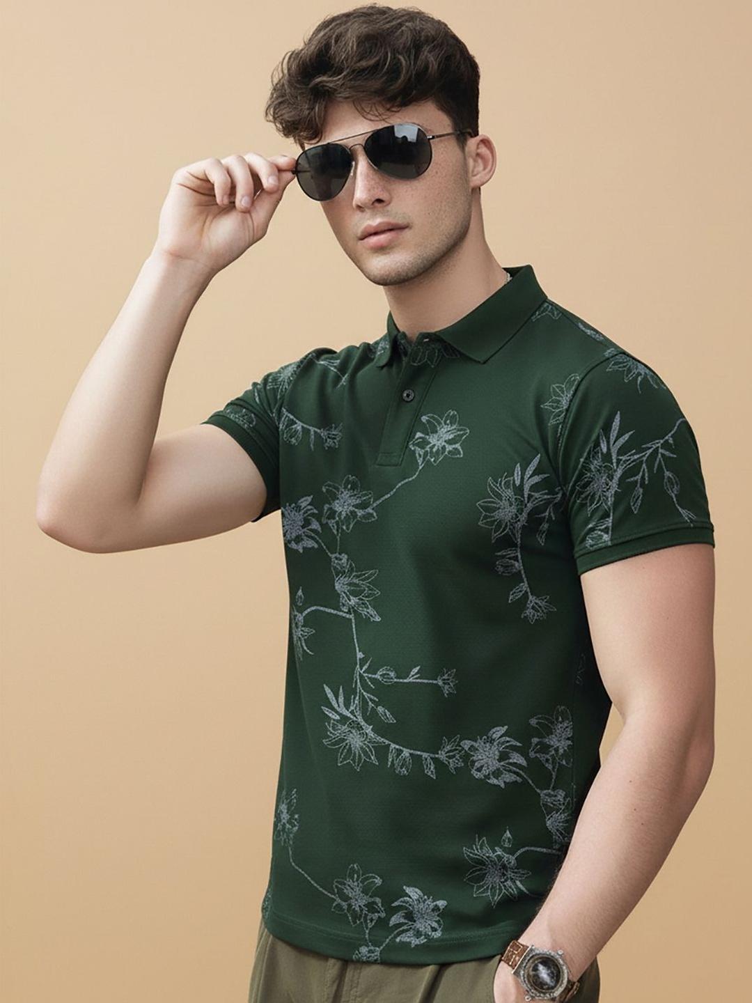 Buy SZN Men Floral Printed Polo Collar T Shirt - Tshirts for Men ...