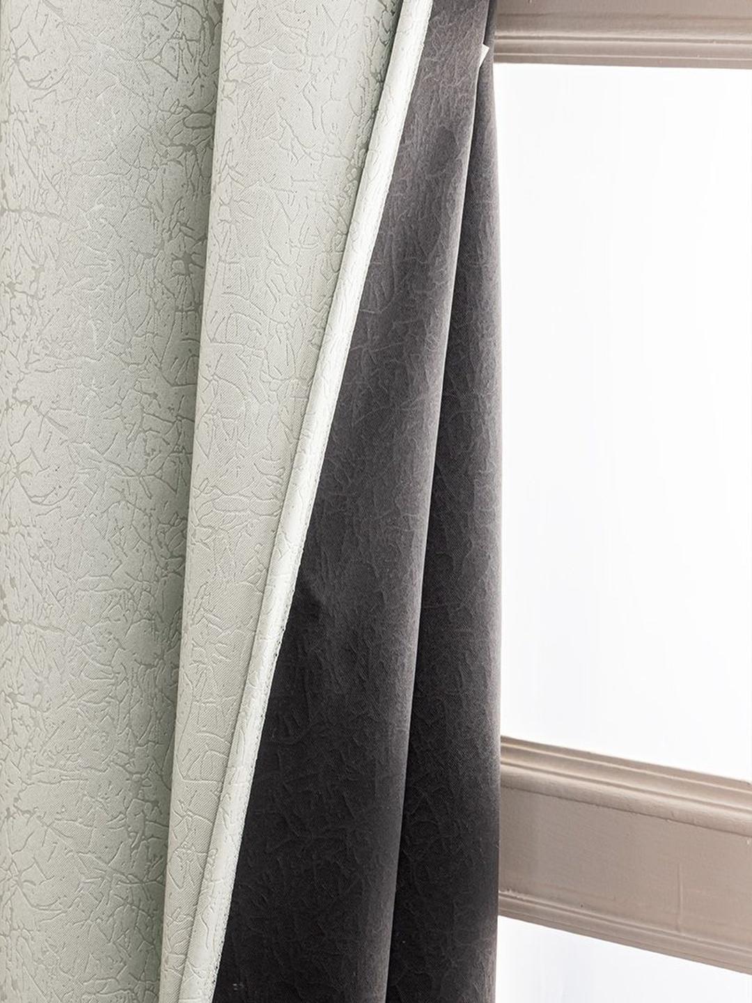 Buy HOMEMONDE Blackout Self Design Polyester Eyelet Door Curtain   7 Feet -  - Home for Unisex