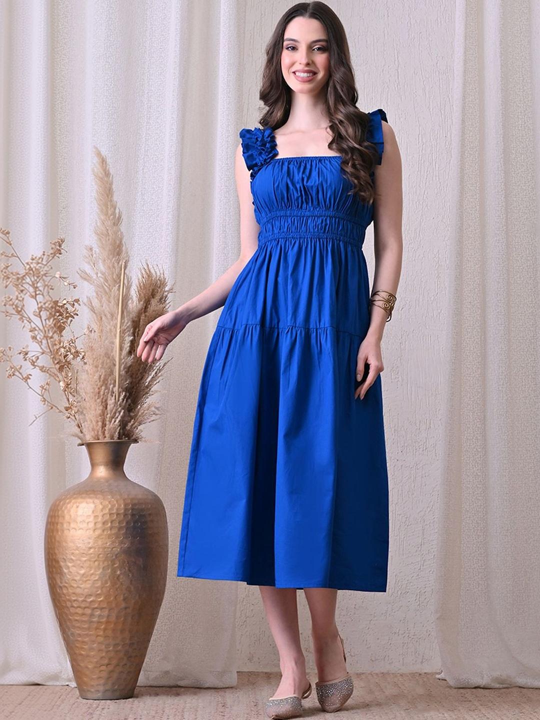 Buy Ikonic Klaer Flutter Sleeve Ruffled A Line Midi Dress - Dresses for ...