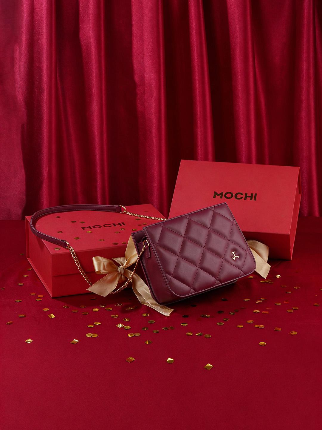 Buy Mochi Gingham Checks Embellished Detachable Strap Quilted Structured Sling Bag - - Accessories for Women