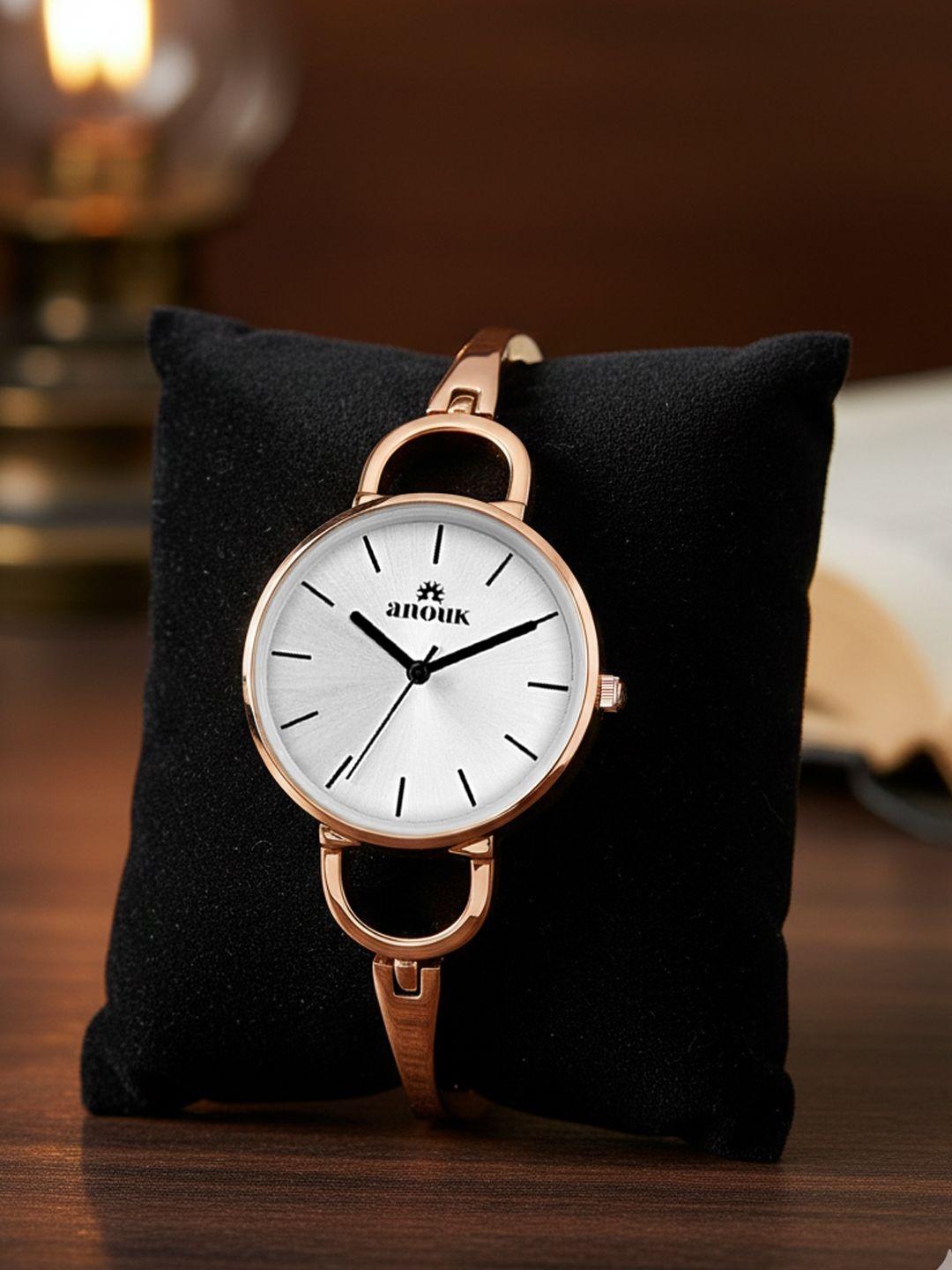 Buy Anouk Women Brass Dial & Bracelet Style Straps Analogue Watch ANW ...