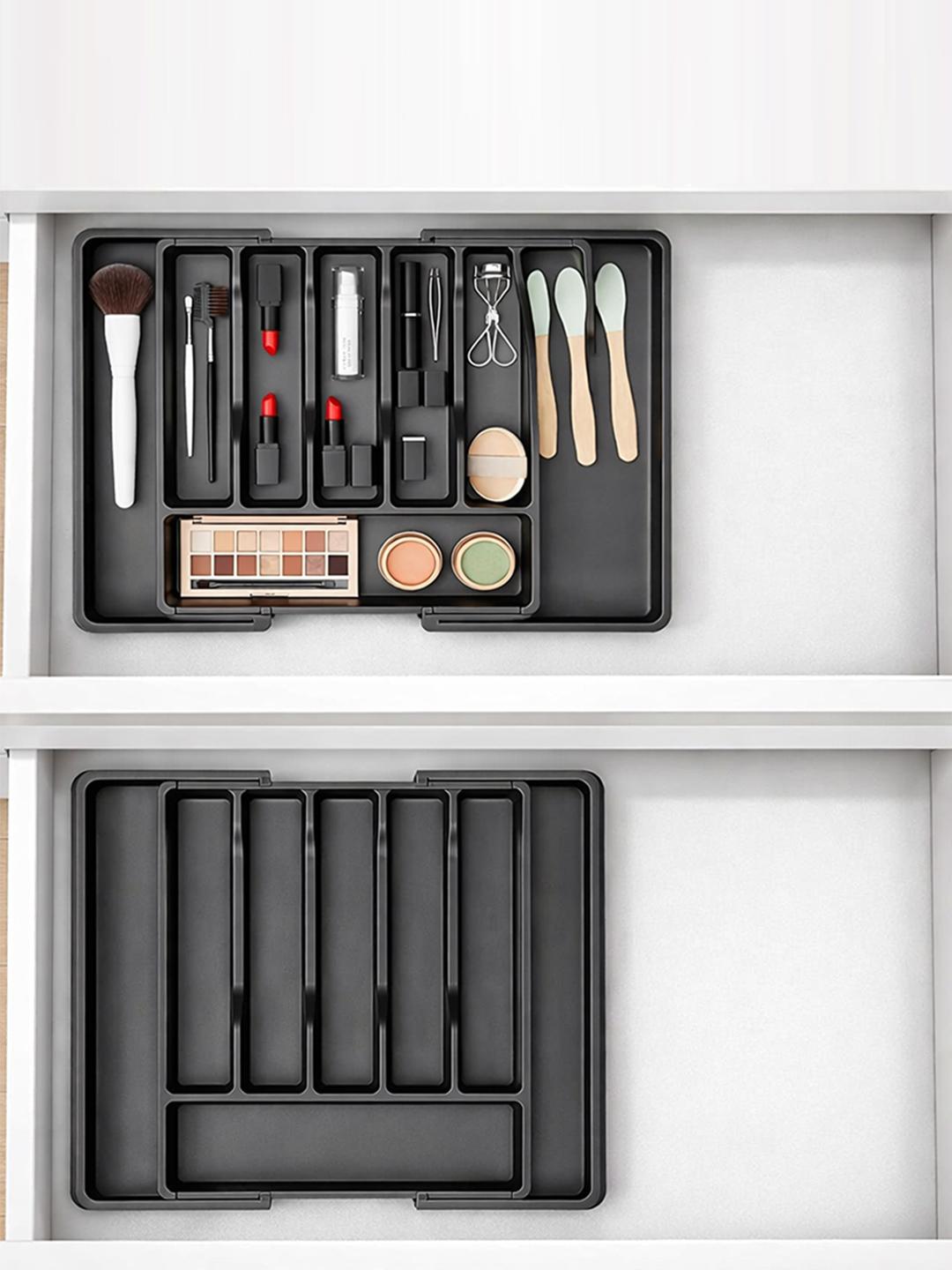 Buy Kuber Industries Black 2 Pieces Cosmetics Drawer Organiser ...