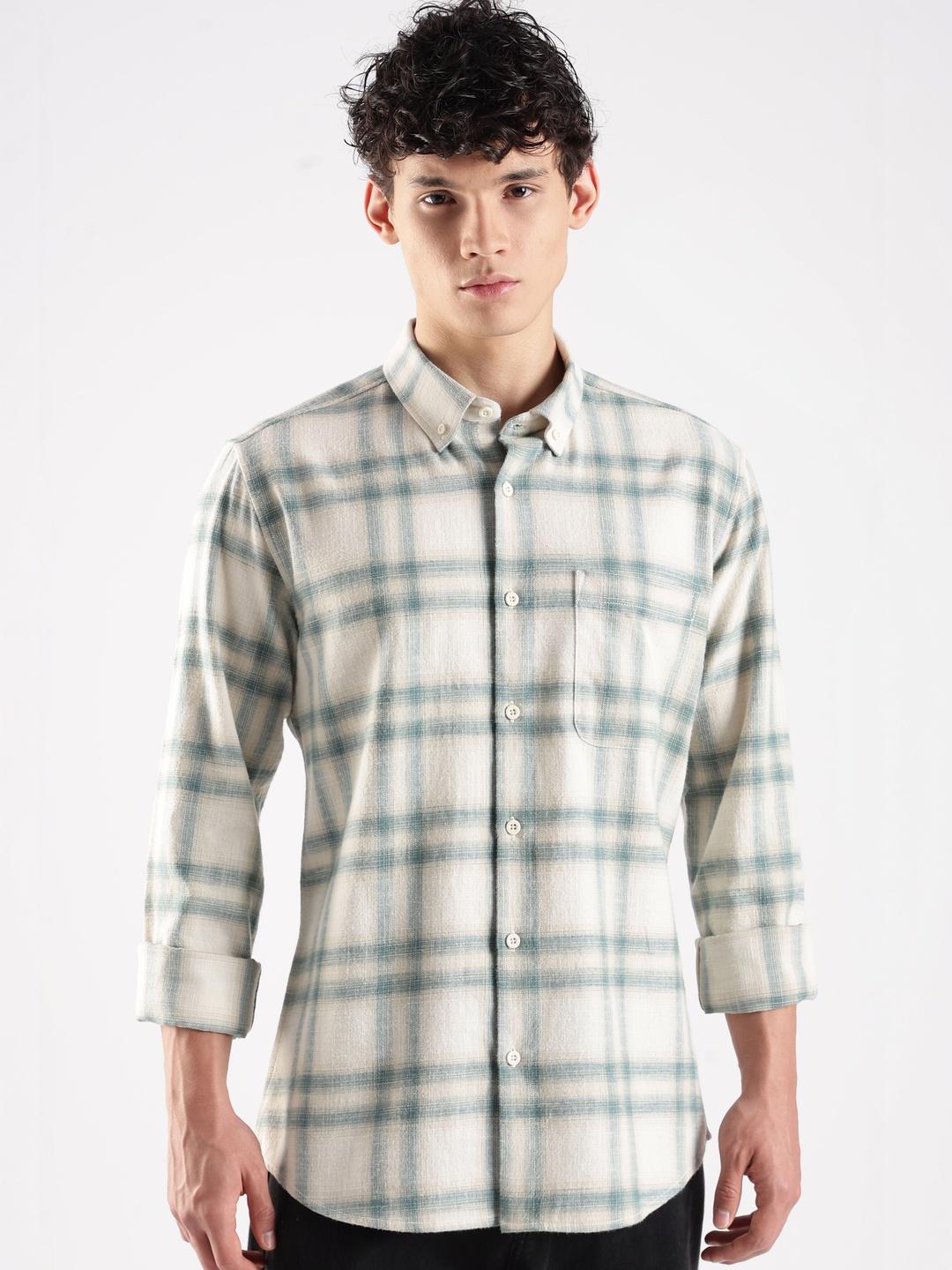 HERE&NOW Men Slim Fit Checked Casual Shirt - Image 1