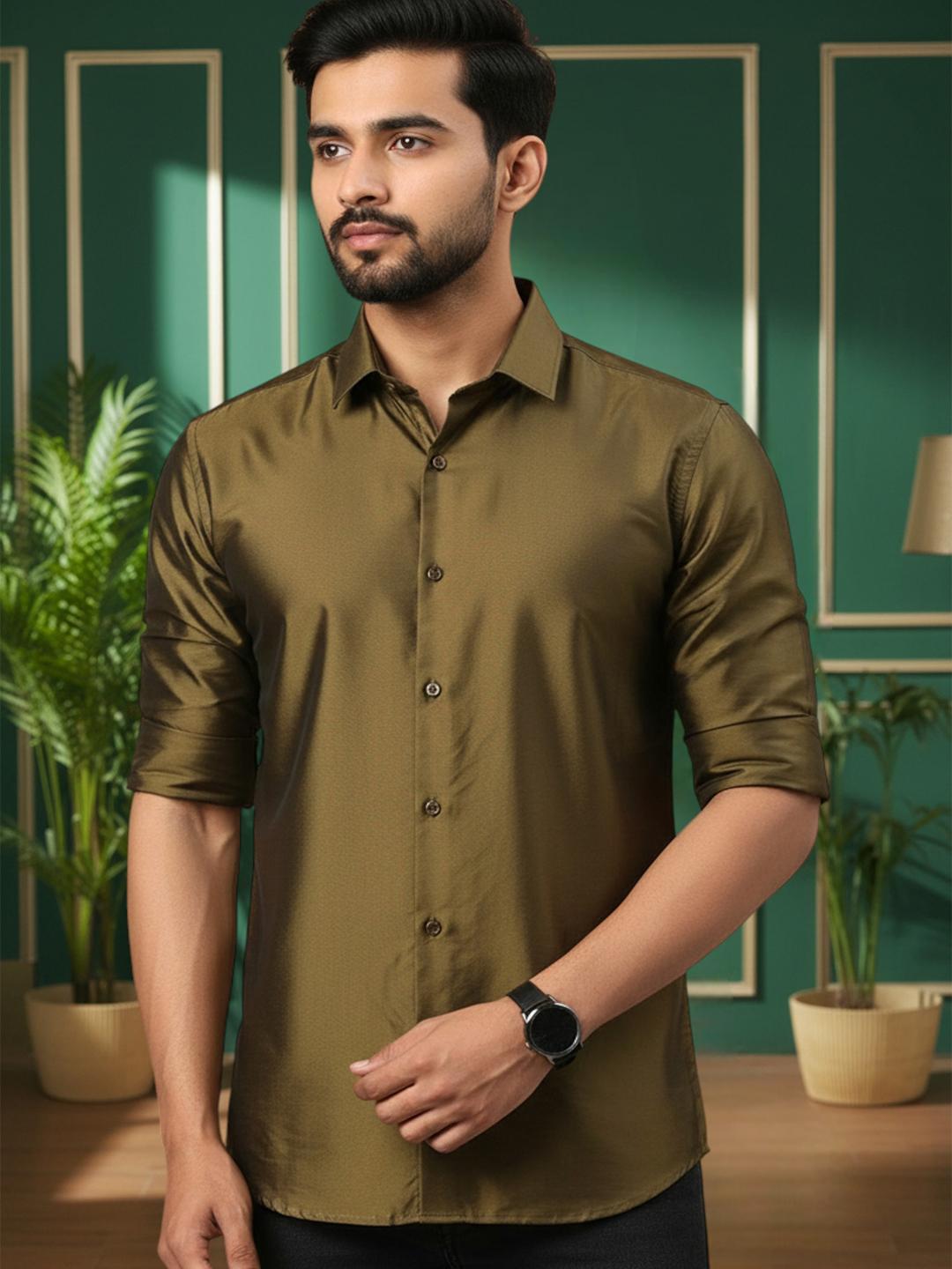 TATTVA Men Green Slim Fit Casual Shirt