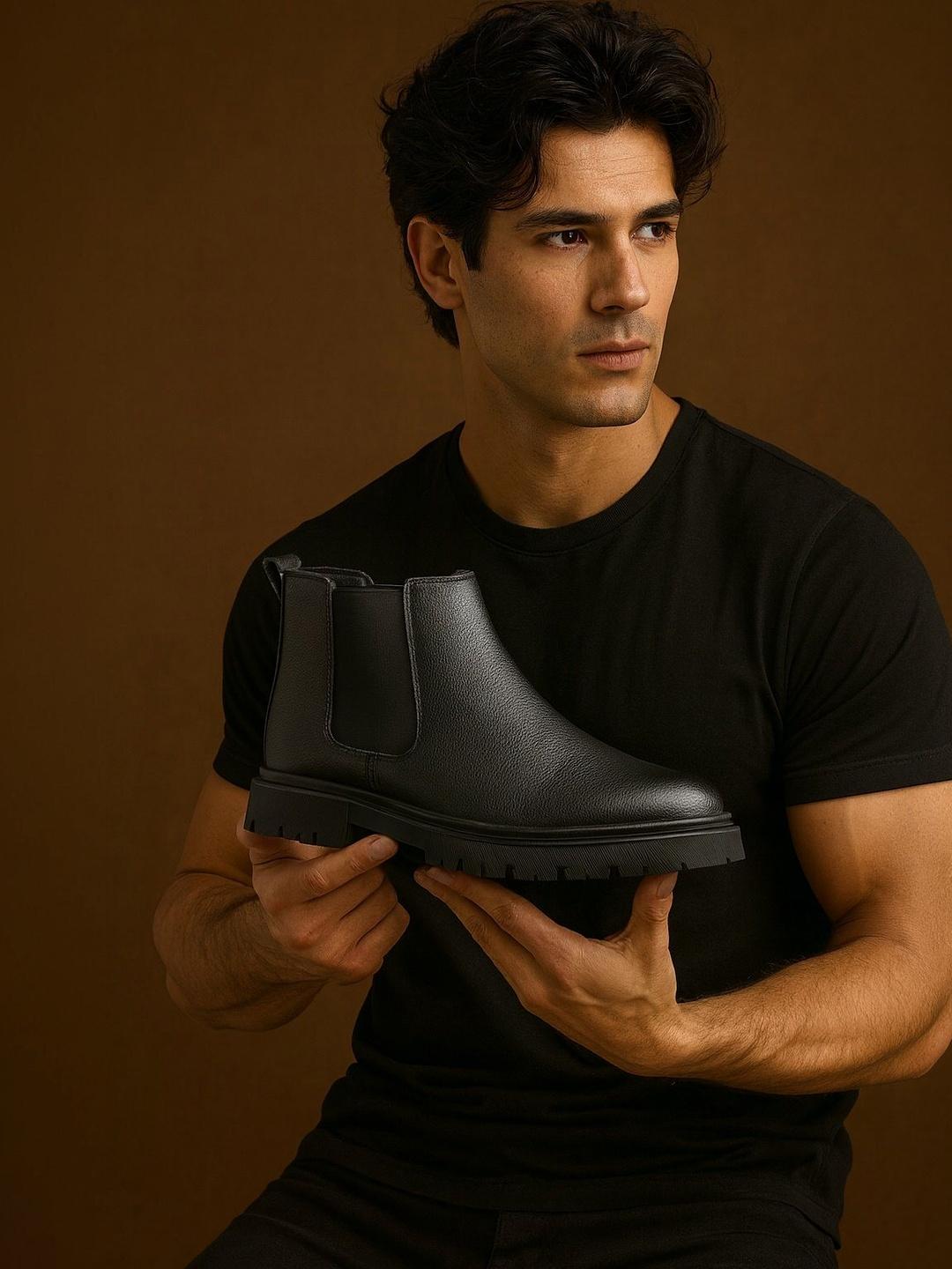 Buy The Roadster Lifestyle Co Men Round Toe Block Heeled Chelsea Boots - - Footwear for Men