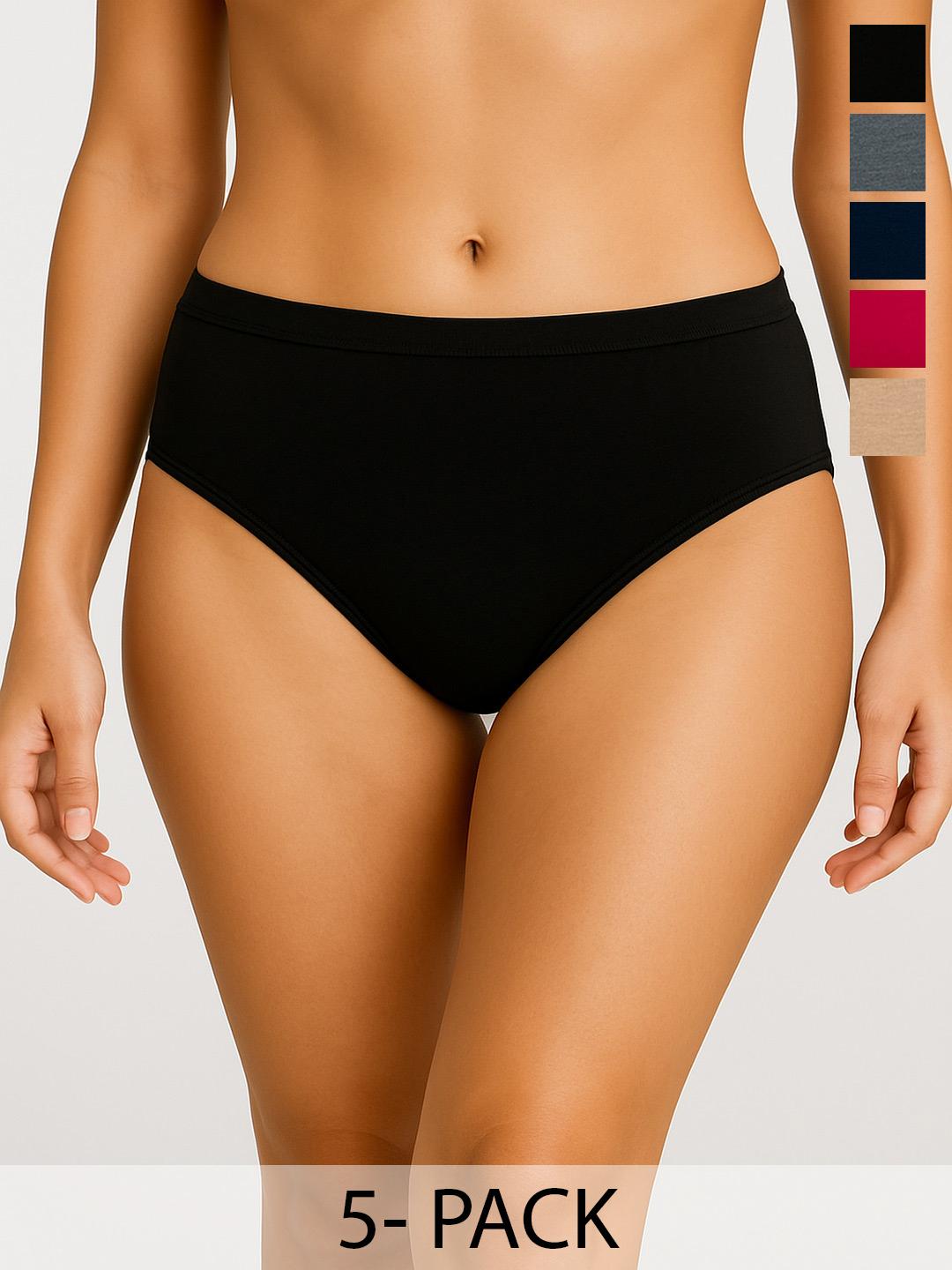 Buy Moda Rapido Pack Of 5 Cotton Mid Rise Basic Briefs - - Apparel for Women