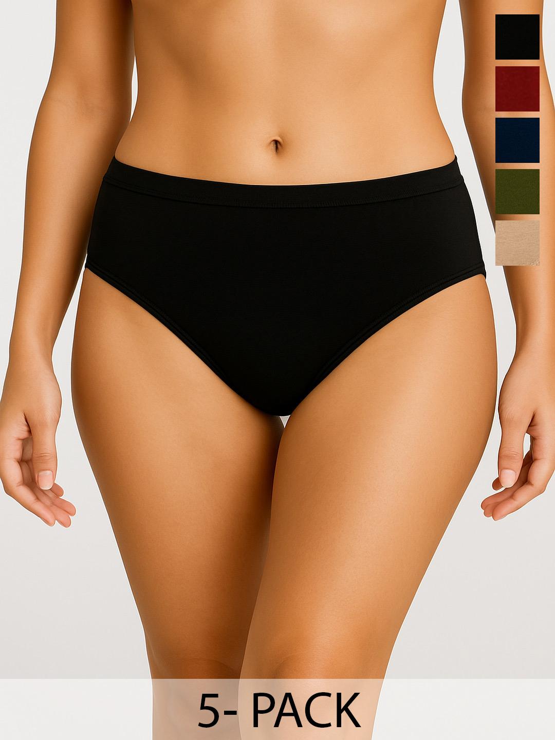 Buy Moda Rapido Pack Of 5 Cotton Mid Rise Basic Briefs - - Apparel for Women