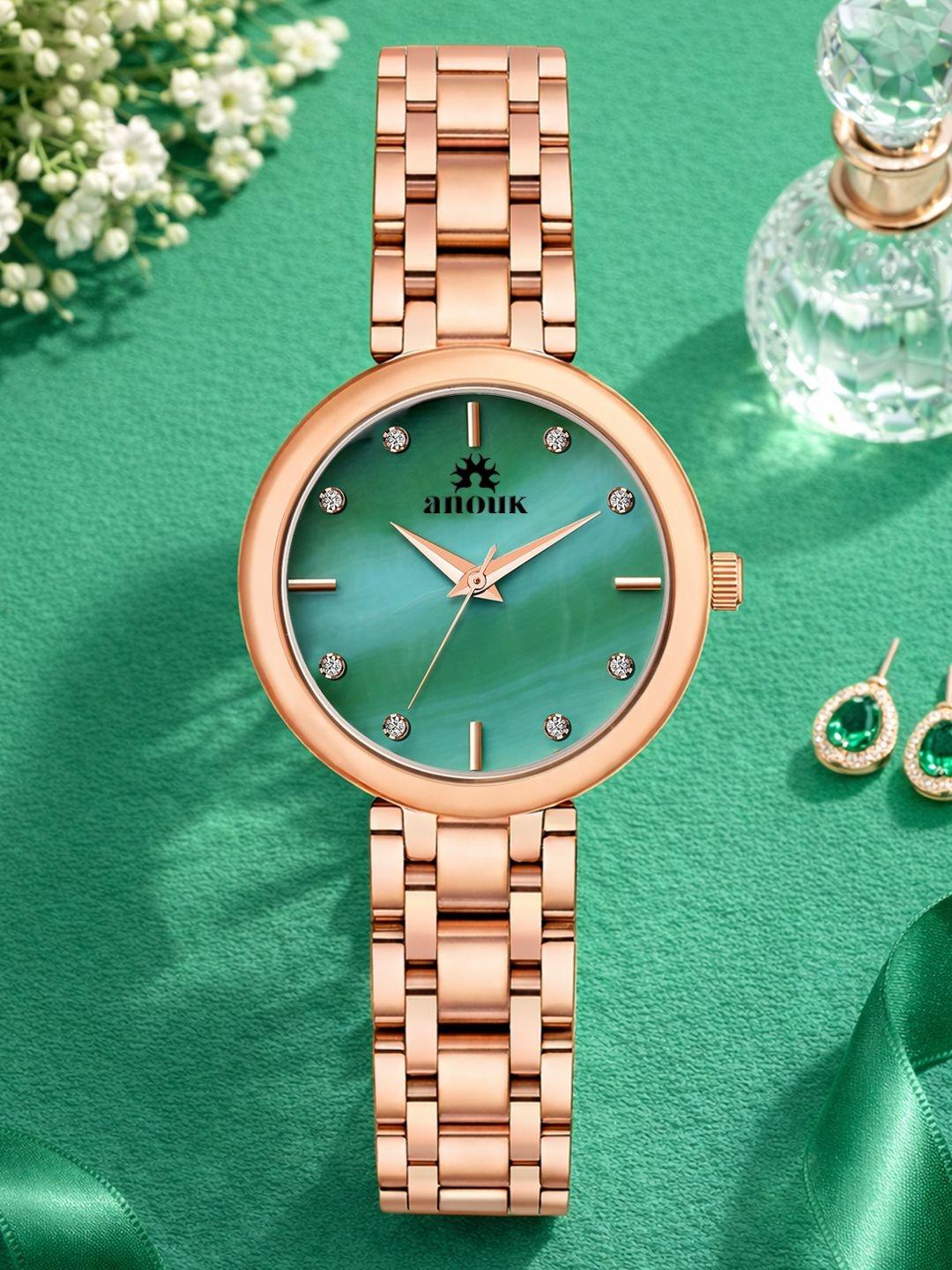 Buy Anouk Women Brass Mother Of Pearl Dial & Bracelet Style Straps ...