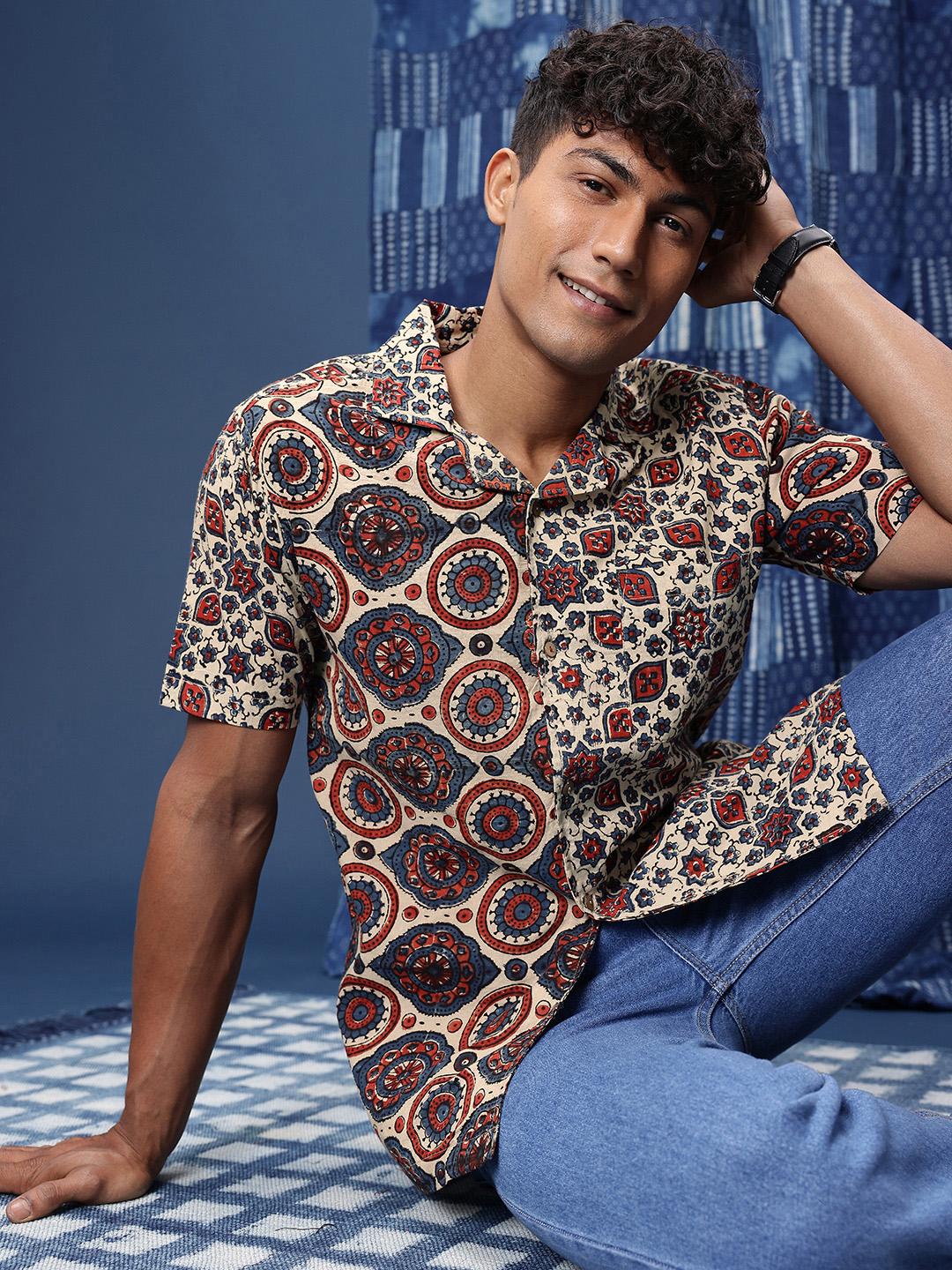 Taavi Bagru Opaque Ethnic Motifs Printed Casual Shirt