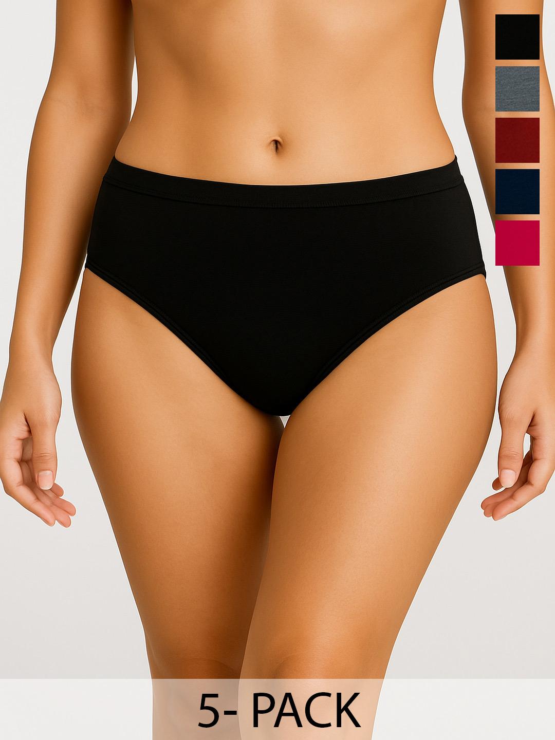 Buy Moda Rapido Pack Of 5 Cotton Mid Rise Basic Briefs - - Apparel for Women