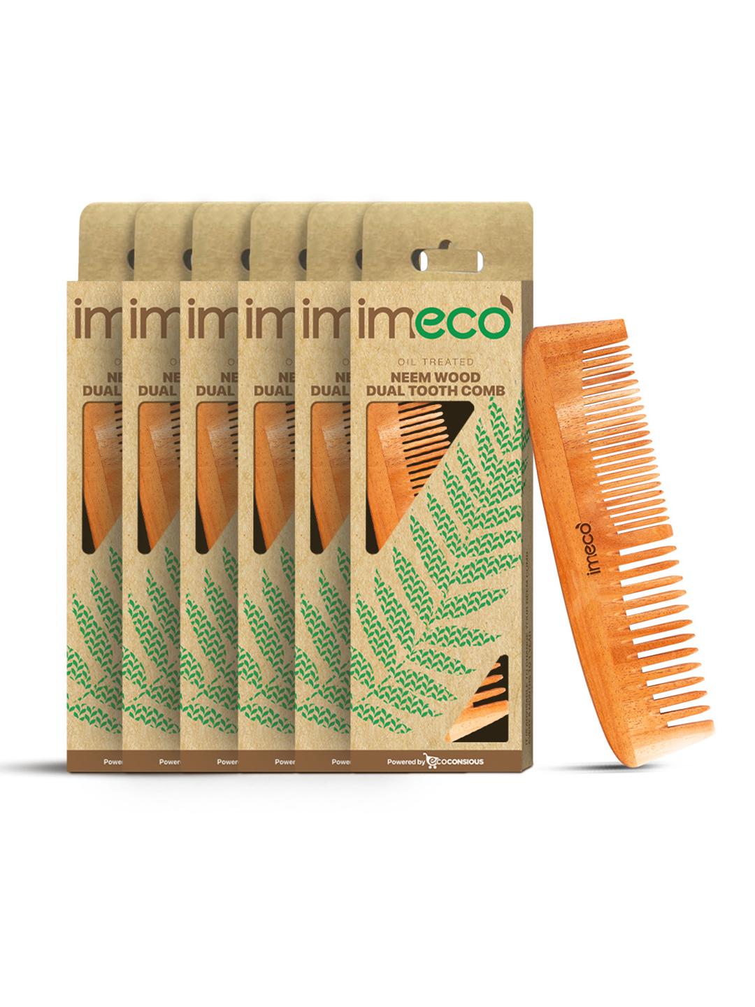 Buy IMECO Set Of 6 Dual Tooth Neem Wooden Combs - - Personal Care for Unisex