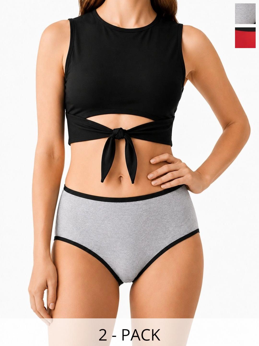 Buy Moda Rapido Women Pack Of 2 Leak Proof Seamless Assorted Cotton Period Briefs - - Apparel for Women